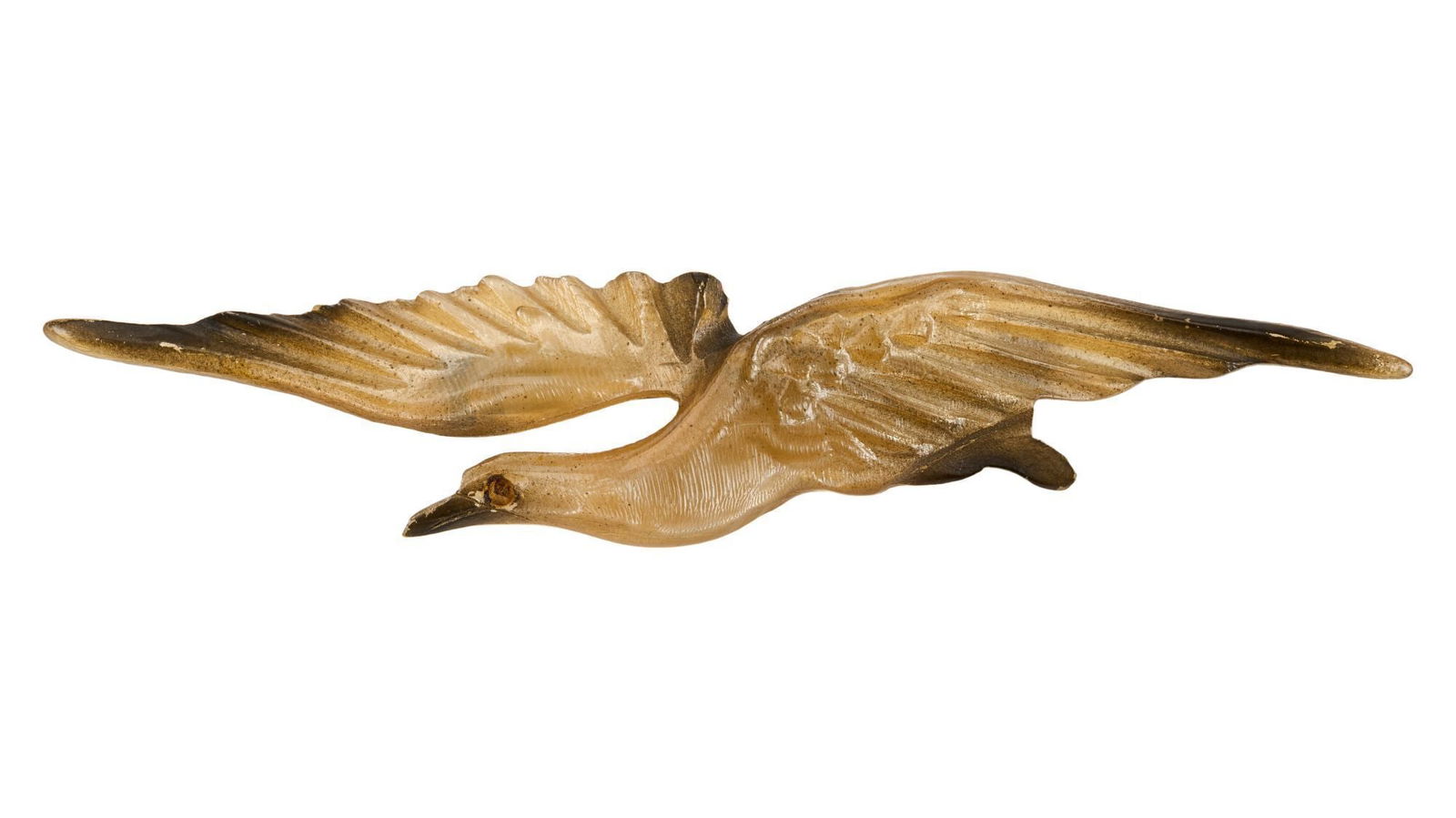Whoopi Goldberg | Georges Pierre Art Nouveau Brooch: An Art Nouveau Georges Pierre carved horn bird brooch signed to the verso. 1 x 4 inches From the Collection of Whoopi Goldberg