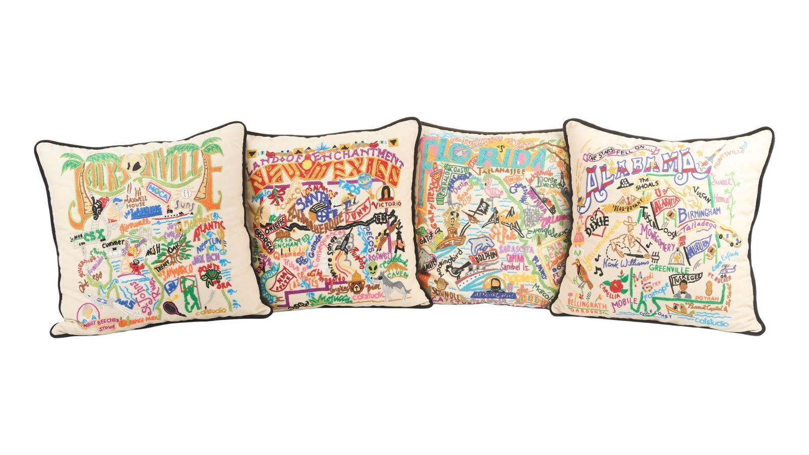 Whoopi Goldberg | Four Catstudio Hand Embroidered Location Pillows (1 of 8)