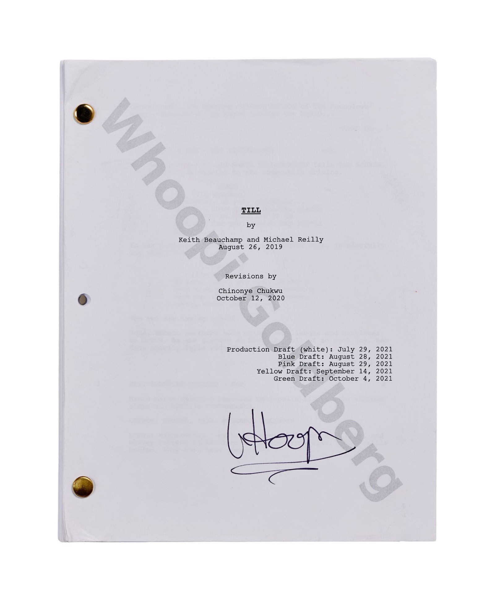 Whoopi Goldberg | 2020 Signed "Till" Script (1 of 3)