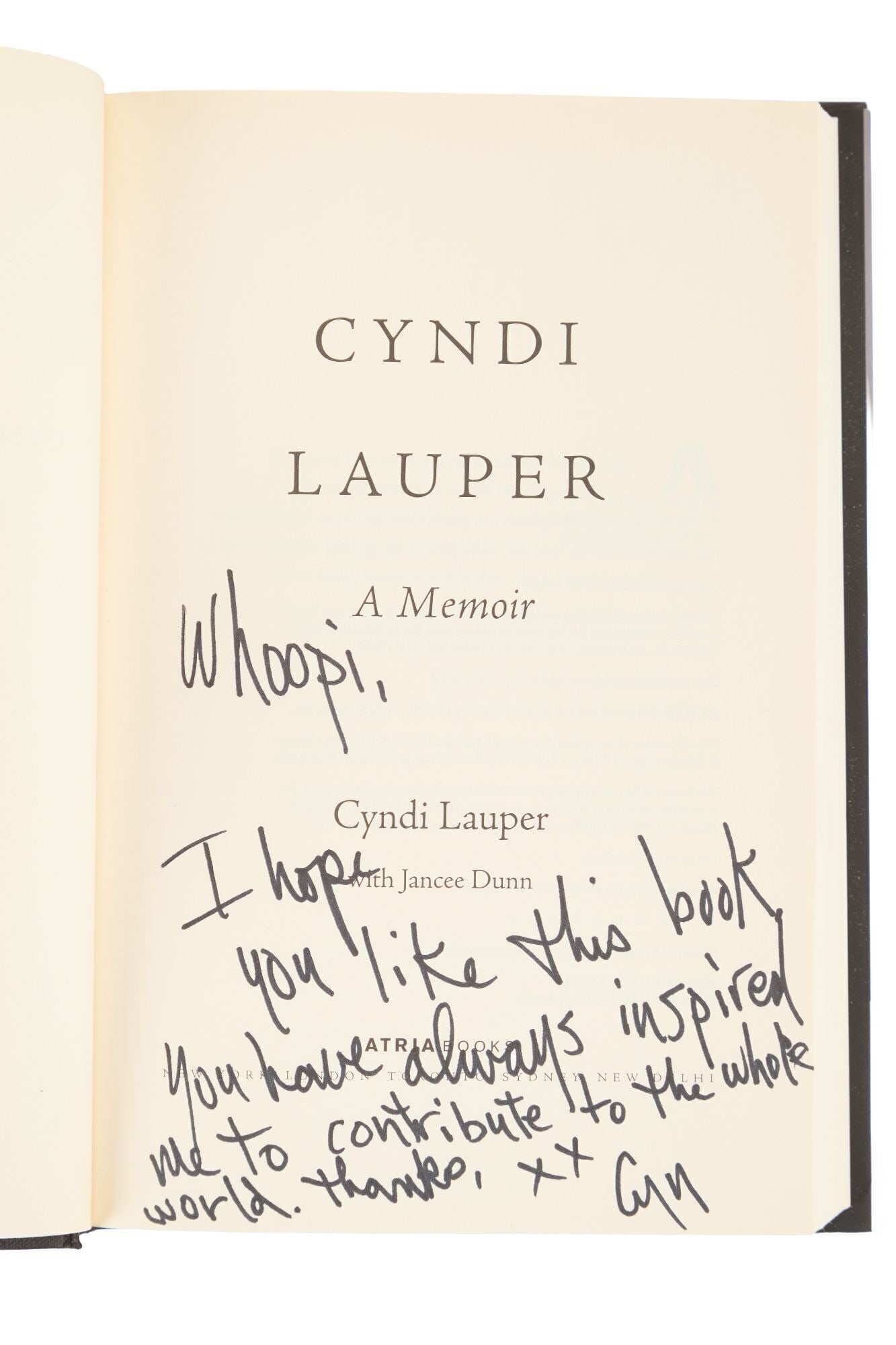 Whoopi Goldberg | Cyndi Lauper Signed Memoir (1 of 3)