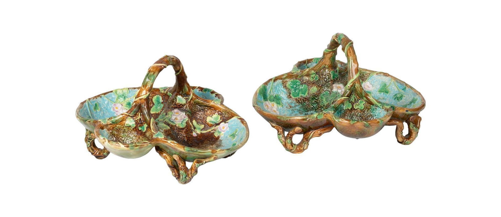 Whoopi Goldberg | Two George Jones Majolica Strawberry Server Baskets (1 of 5)