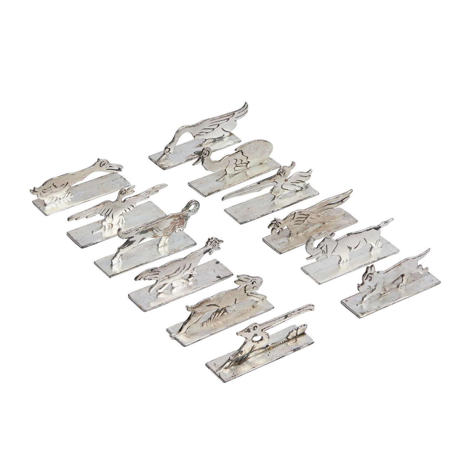 Whoopi Goldberg | Set of 12 Pierre Devouge Knife Rests in Original Case: A group of 12 assorted animal knife rests, in the original fitted case. Box 2 x 9.5 x 10.25 inches From the Collection of Whoopi Goldberg
