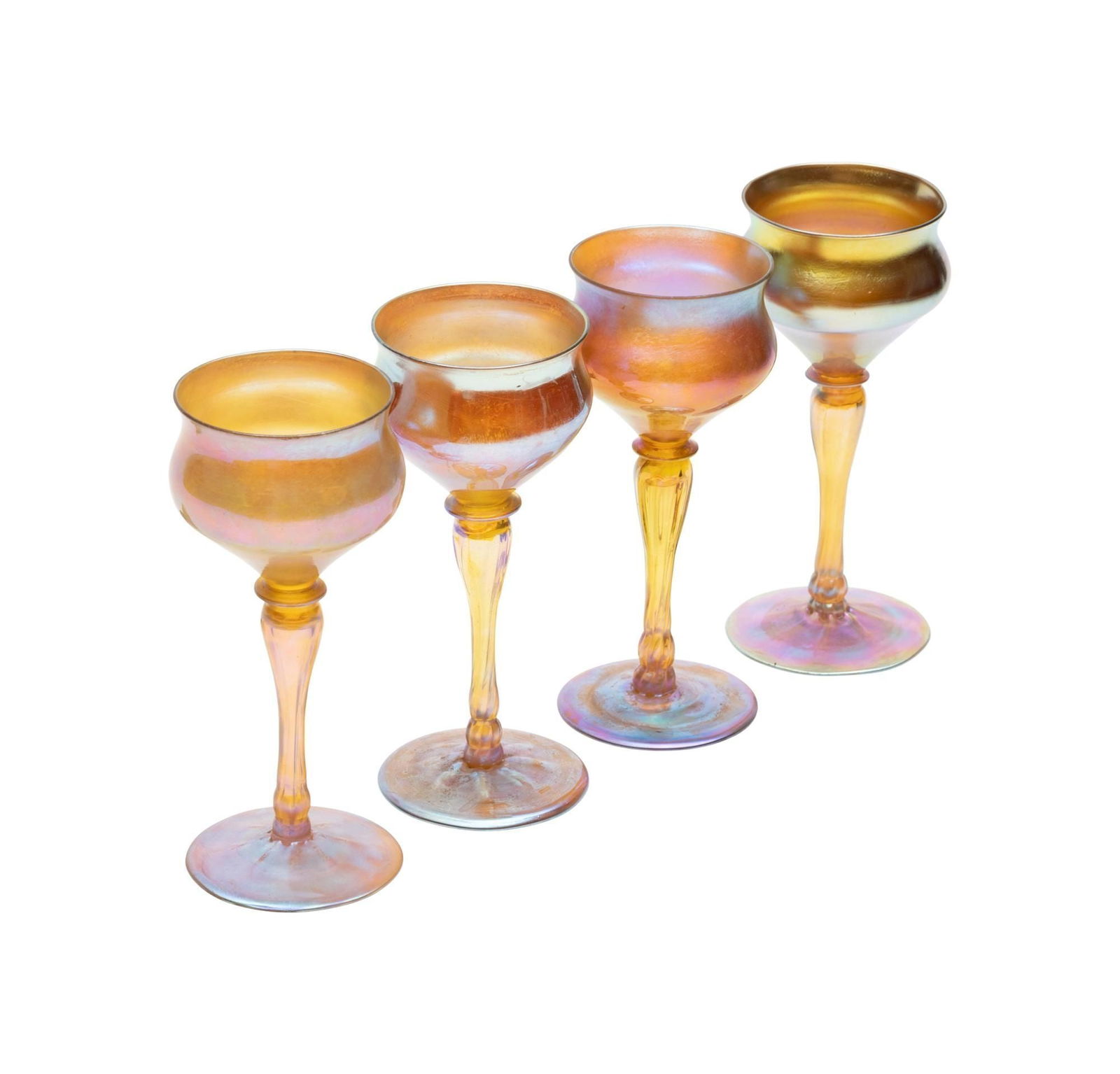 Whoopi Goldberg | Four L.C.T. Tiffany Rose Favrile Wine Glasses (1 of 3)