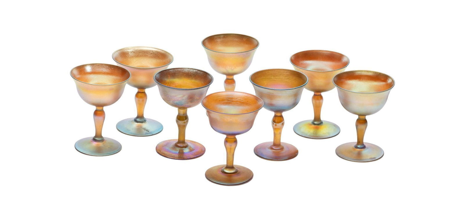 Whoopi Goldberg | Eight L.C.T.Tiffany Gold Favrile Goblets (1 of 4)