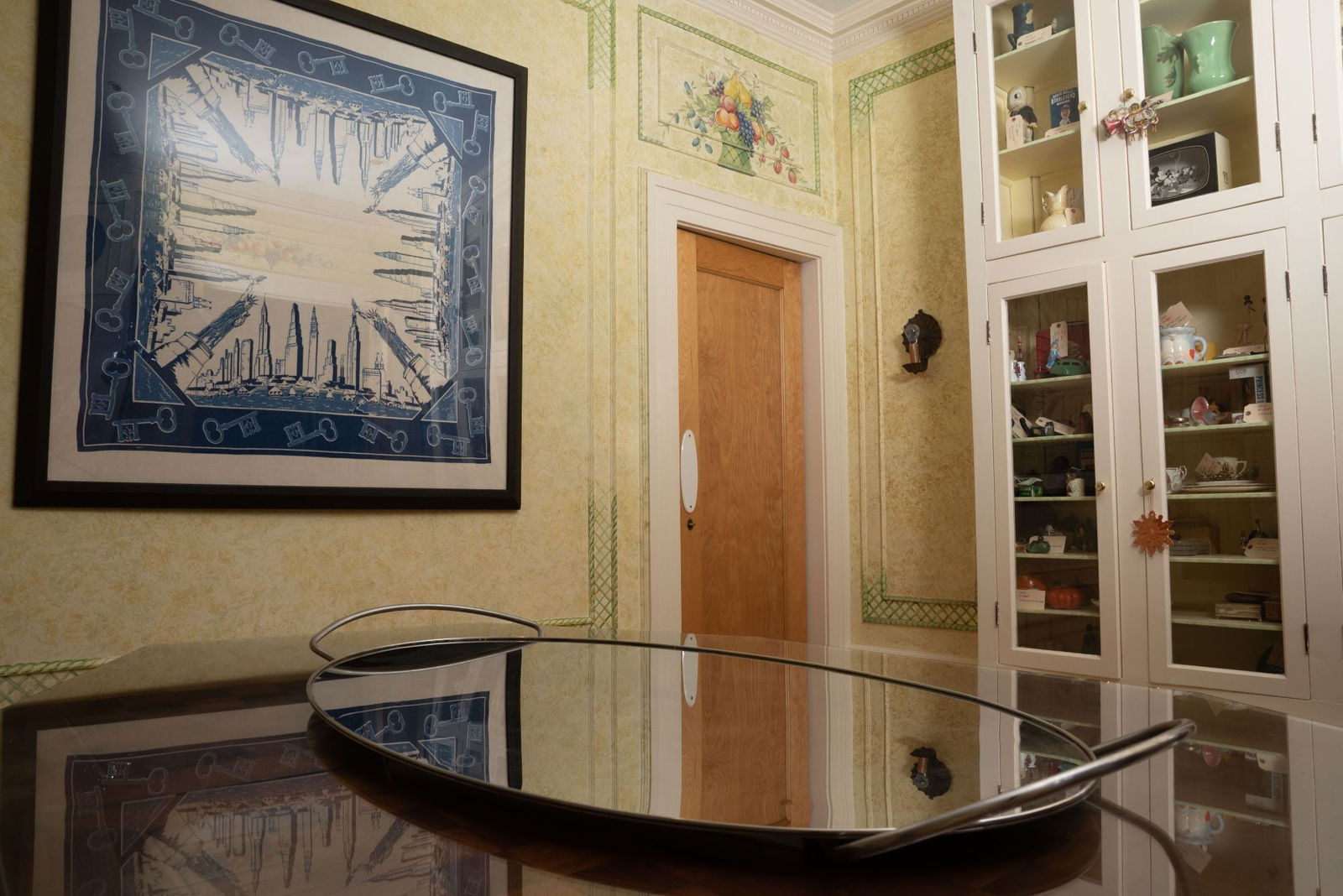 Whoopi Goldberg | Mepra Italy Surtout de Table: An oval double-handled mirror centerpiece tray by maker Mepra Italy. 3 x 44 x 24 inches From the Collection of Whoopi Goldberg