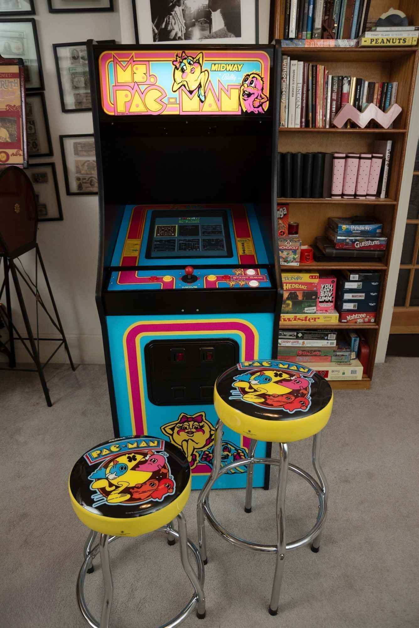 Whoopi Goldberg | Ms. Pacman Bally Midway Arcade Game and Two Ms. Pacman Stools (1 of 7)