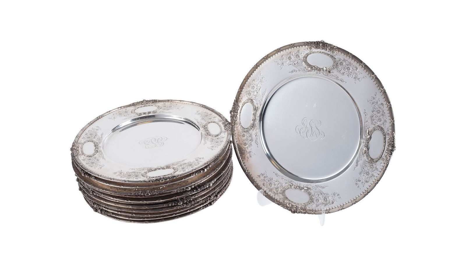 Whoopi Goldberg | Set of 12 Redlich & Co. Monogrammed Sterling Service Plates (1 of 2)