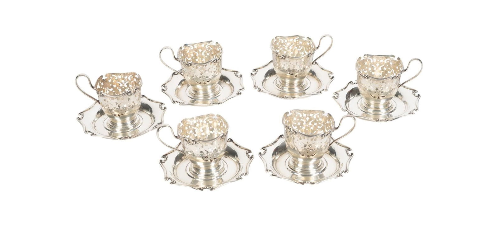 Whoopi Goldberg | Six Woodside Sterling Demitasse Covers with Saucers (1 of 3)