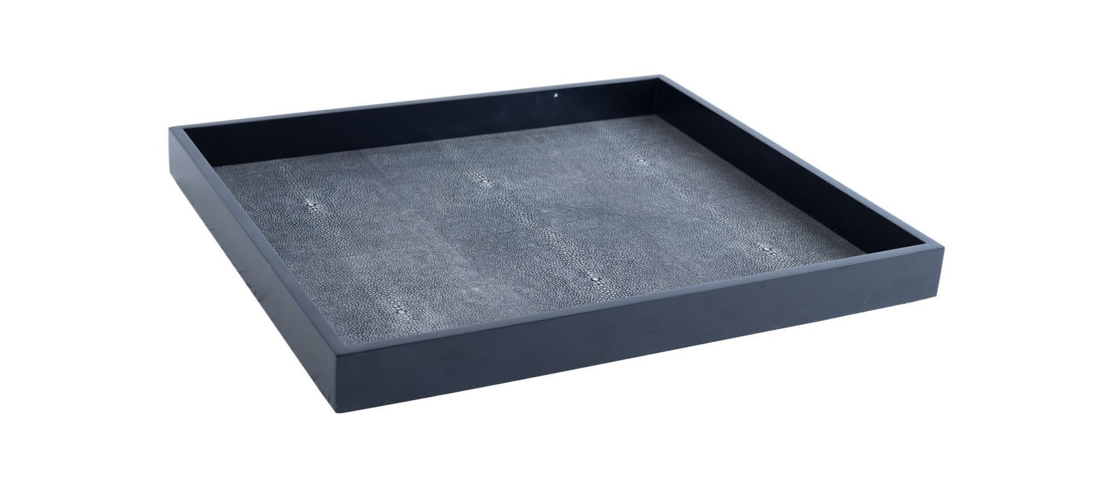 Whoopi Goldberg | Shagreen and Wood Tray: A vintage shagreen tray with ebonized wood frame. 13.75 x 15.75 From the Collection of Whoopi Goldberg