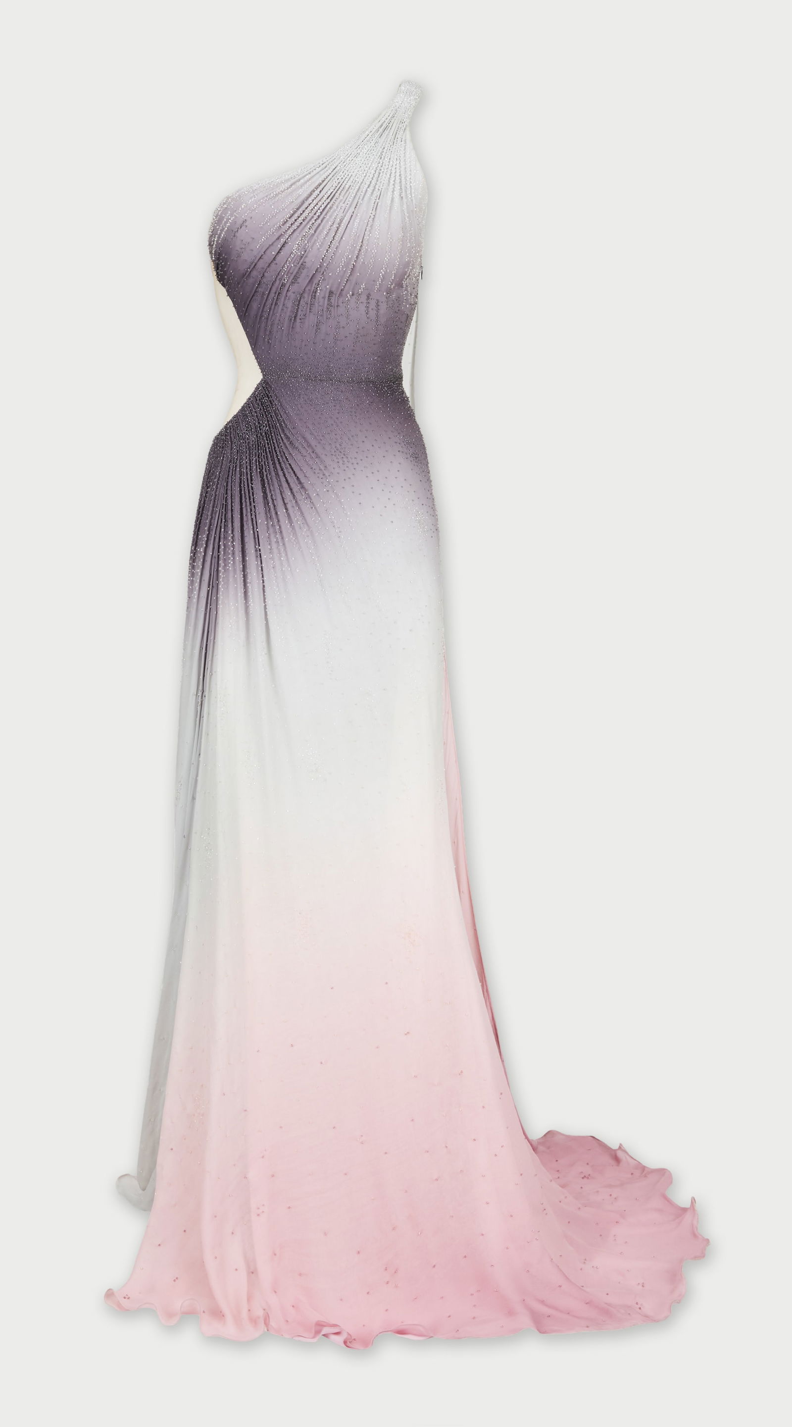 Gwyneth Paltrow | 2010 Atelier Versace Ombre Evening Gown (With Signed Image): A floor-length one-shoulder custom ombré evening gown by Atelier Versace, featuring a central cutout and a thigh-high slit, worn by Gwyneth Paltrow at the CMA Awards in Nashville, where she perfo