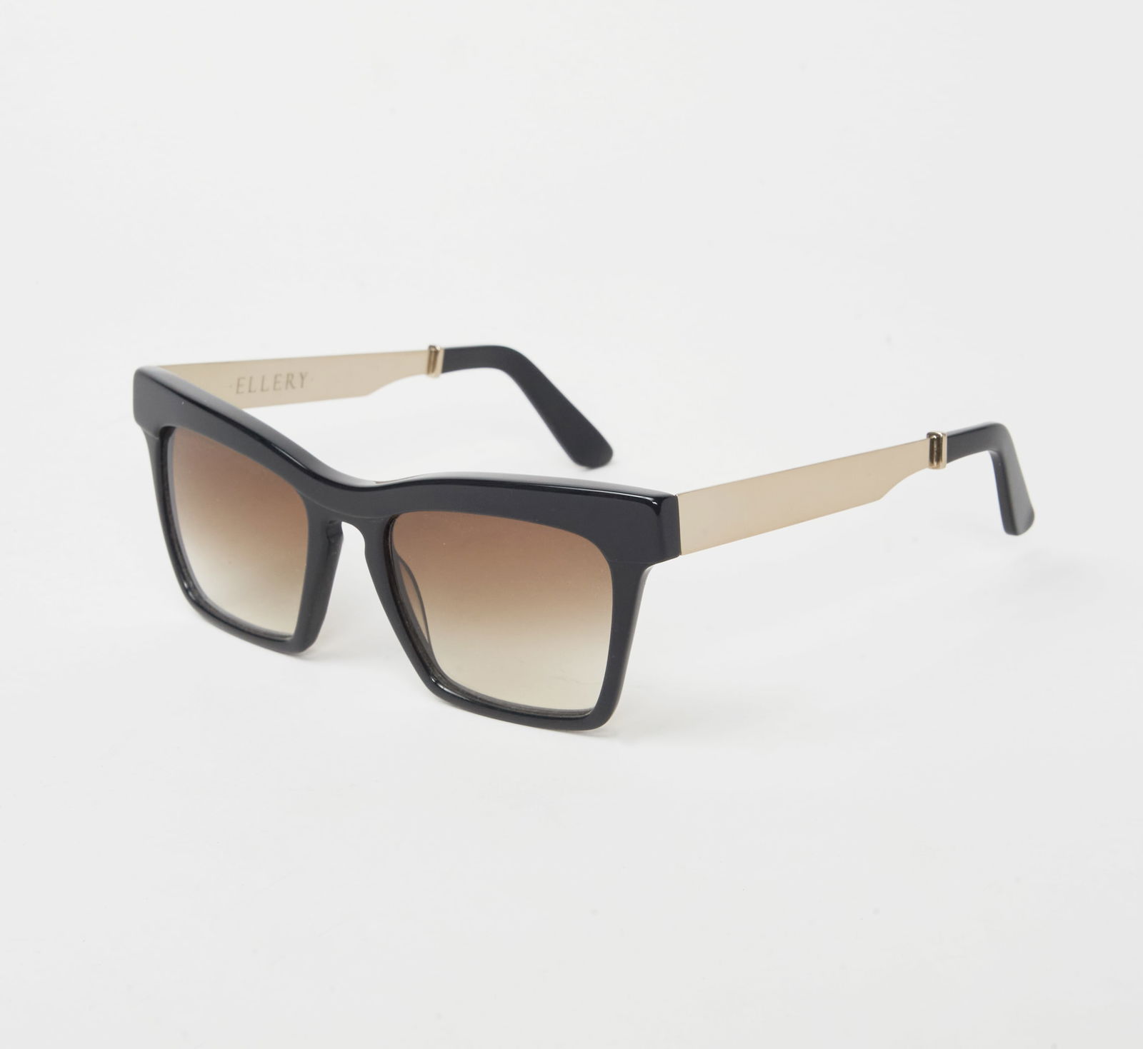 Gwyneth Paltrow | ELLERY Black Square Sunglasses: ELLERY black square sunglasses from the collection of Gwyneth Paltrow. Sunglasses feature a gold-tone temple and a black temple tip.Based in Paris and made in Italy, ELLERY is known for its