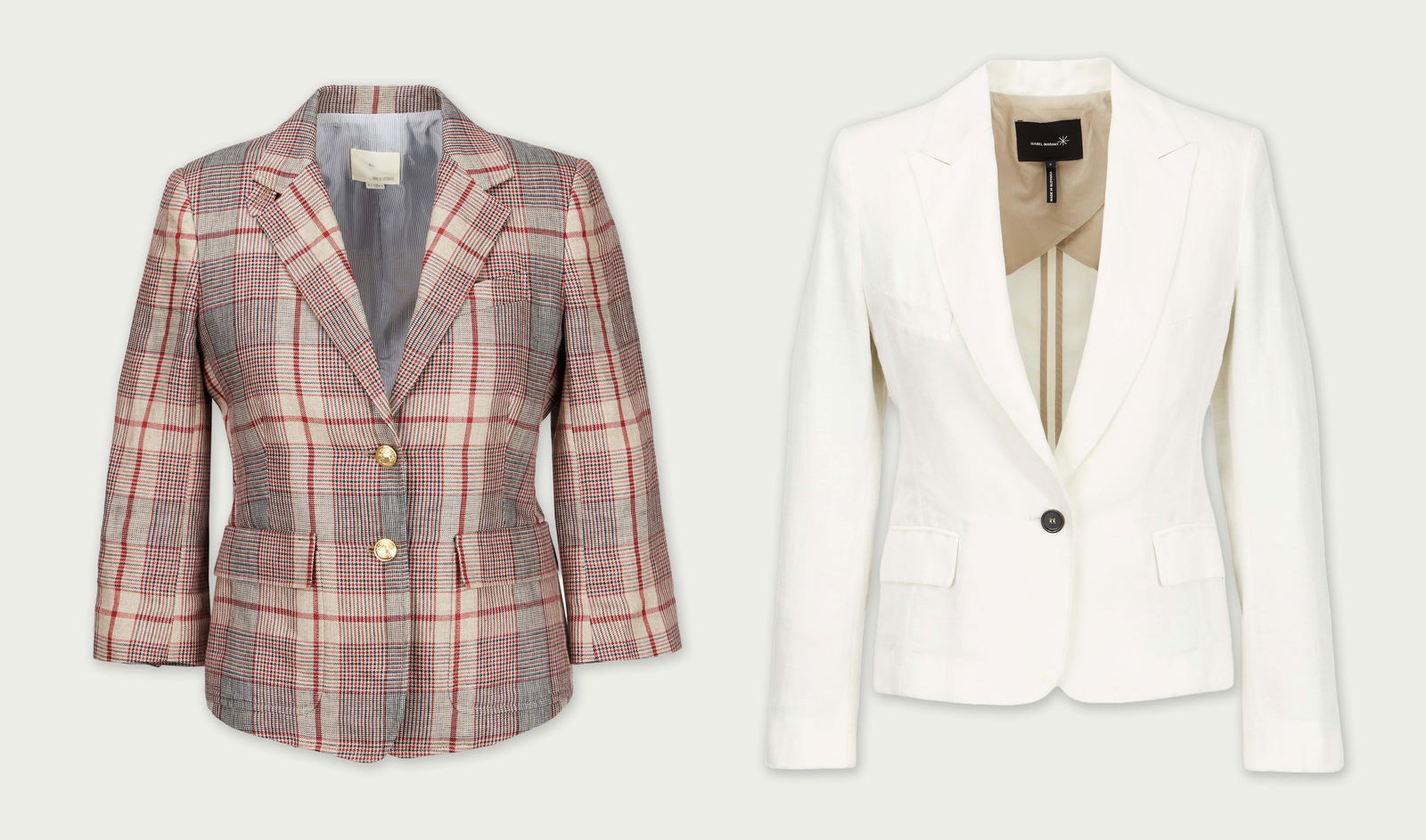 Gwyneth Paltrow | Two Designer Blazers: A group of two designer blazers, featuring a silk plaid jacket from Boy. by Band of Outsiders and a silk-blend blazer from Isabel Marant, from the collection of Gwyneth Paltrow.The Band of Outsiders b