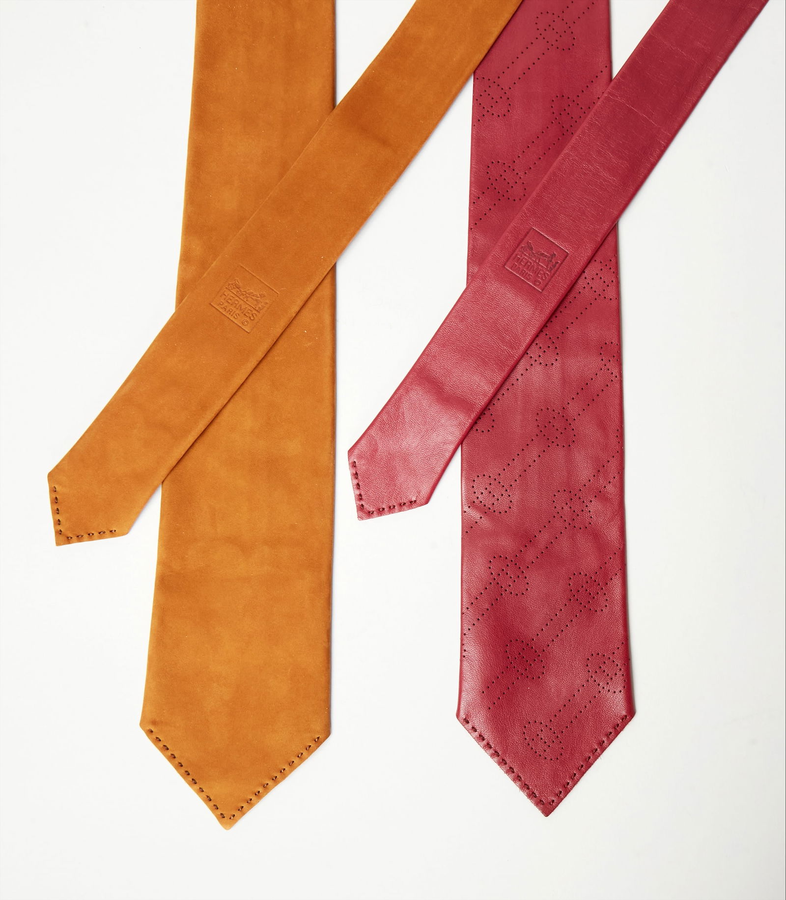 Hermès | Two Leather Men's Neckties  - 5