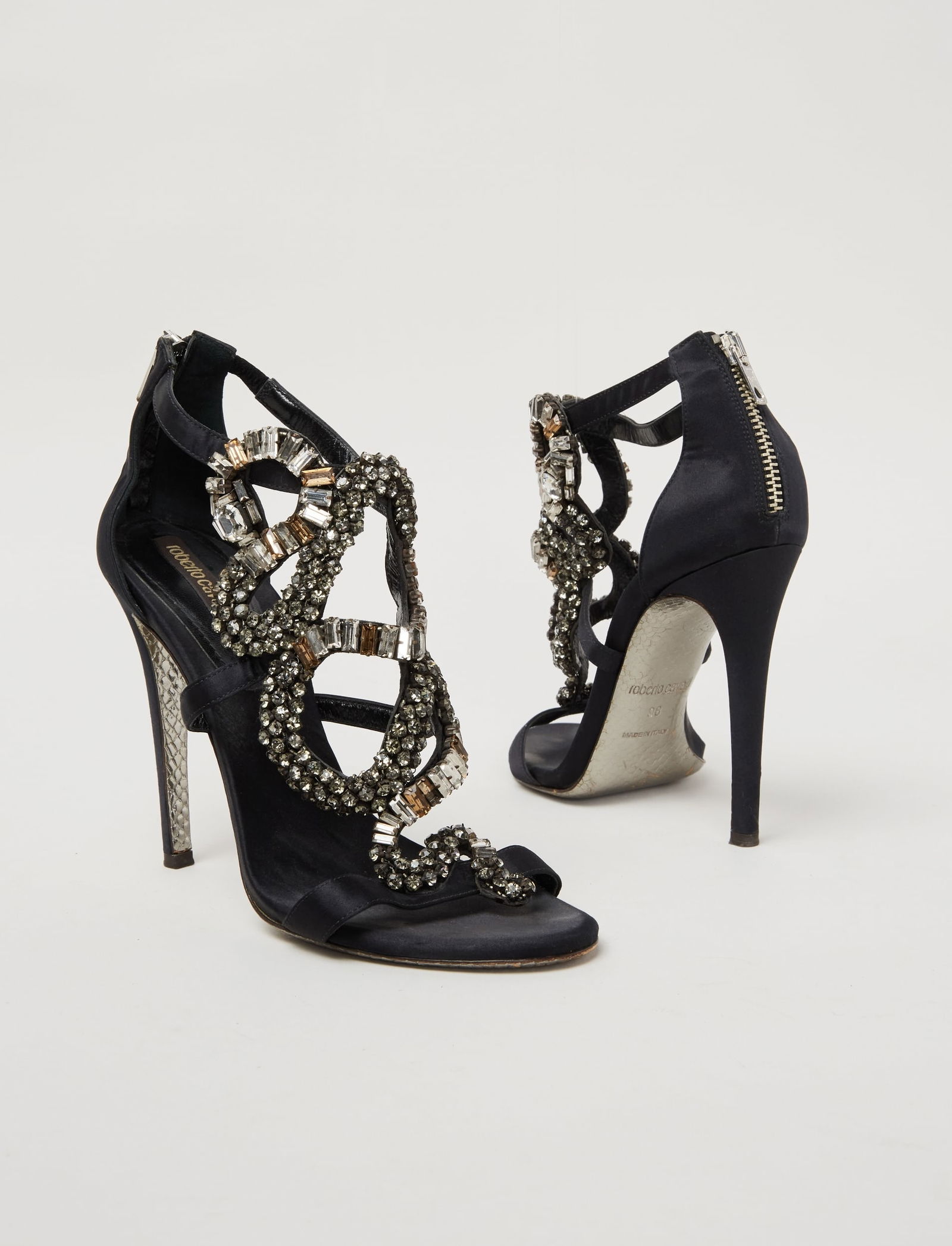 Roberto Cavalli | Black Snake Heels - 9