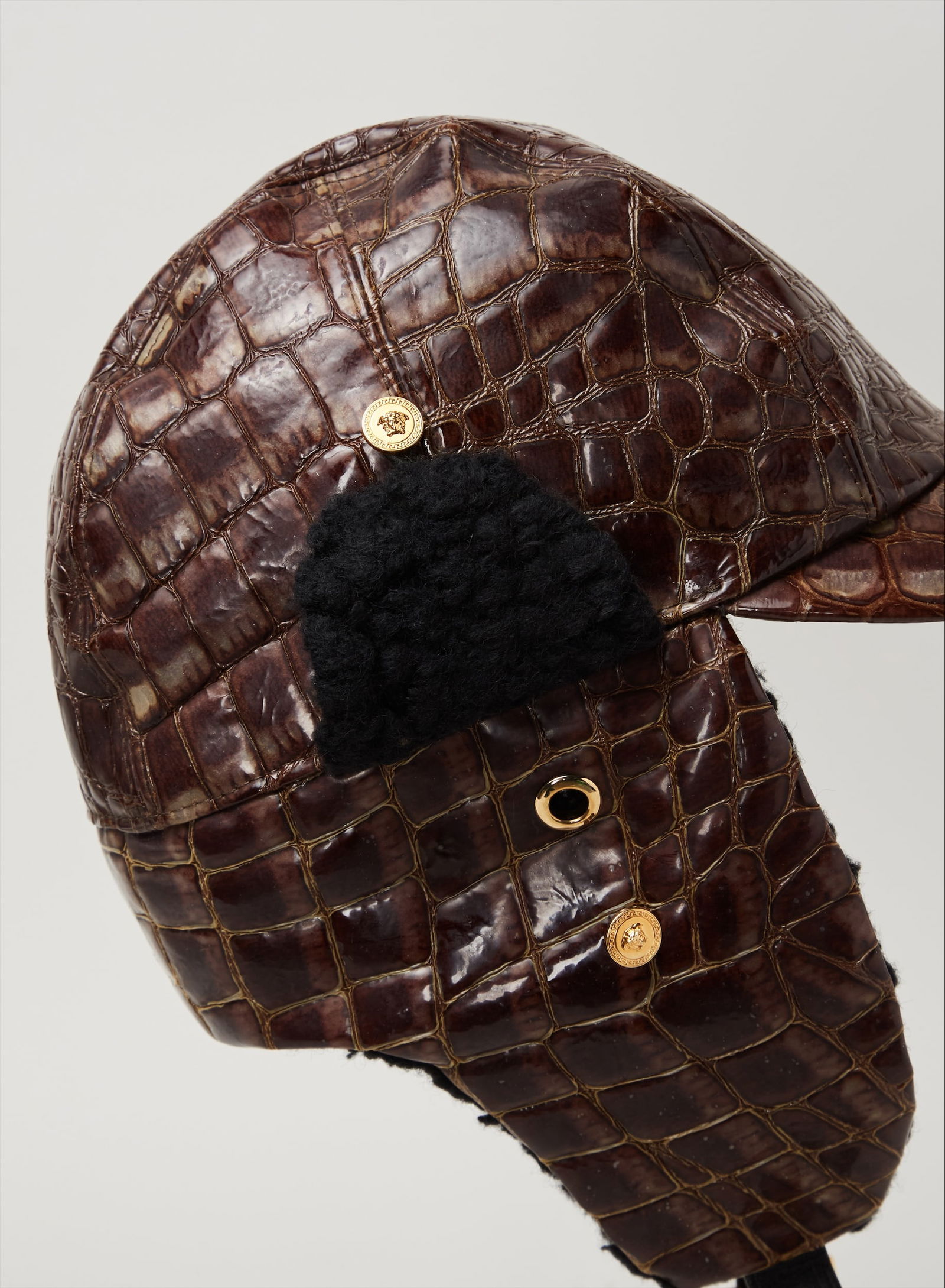 Gianni Versace | Croc-Embossed Aviator Cap - 11