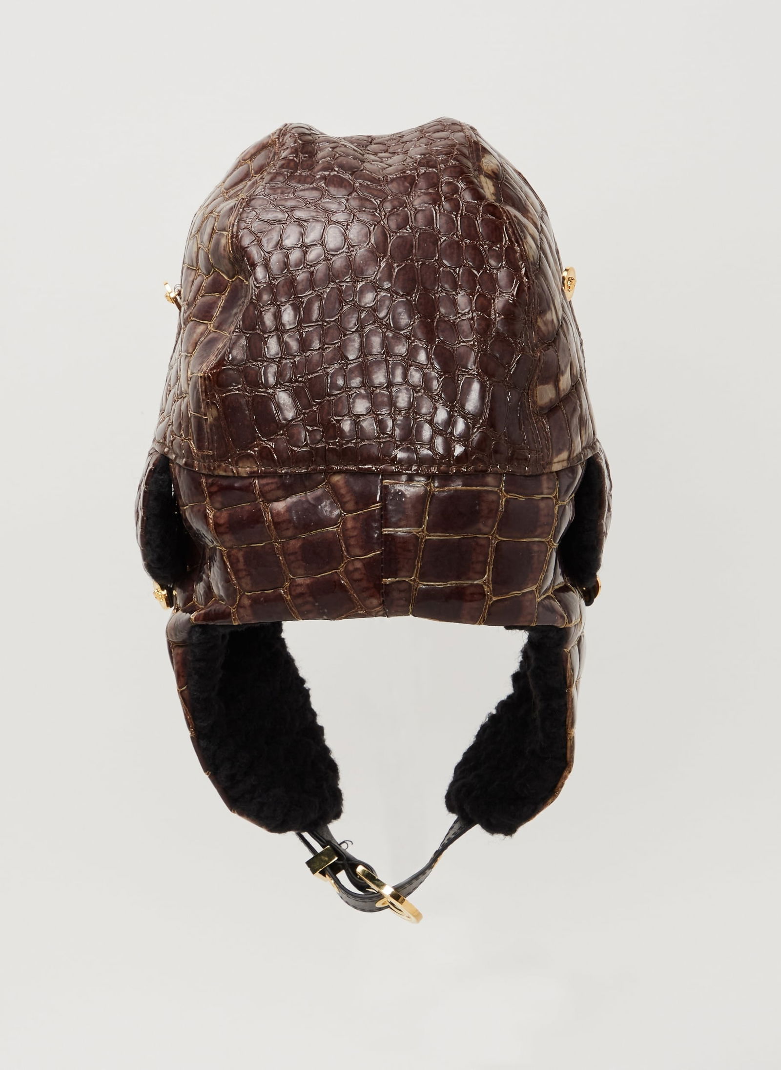 Gianni Versace | Croc-Embossed Aviator Cap - 3