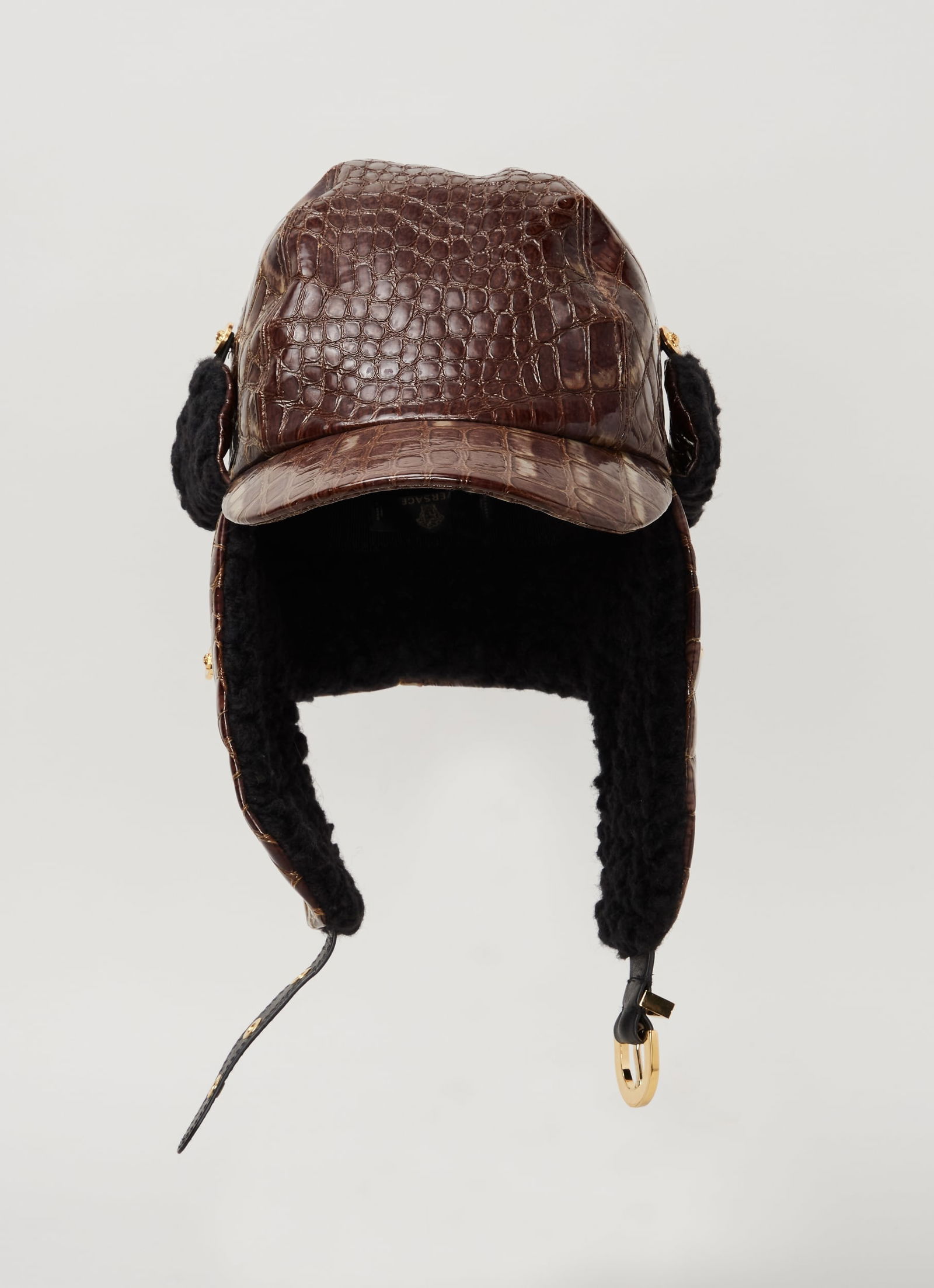 Gianni Versace | Croc-Embossed Aviator Cap - 7