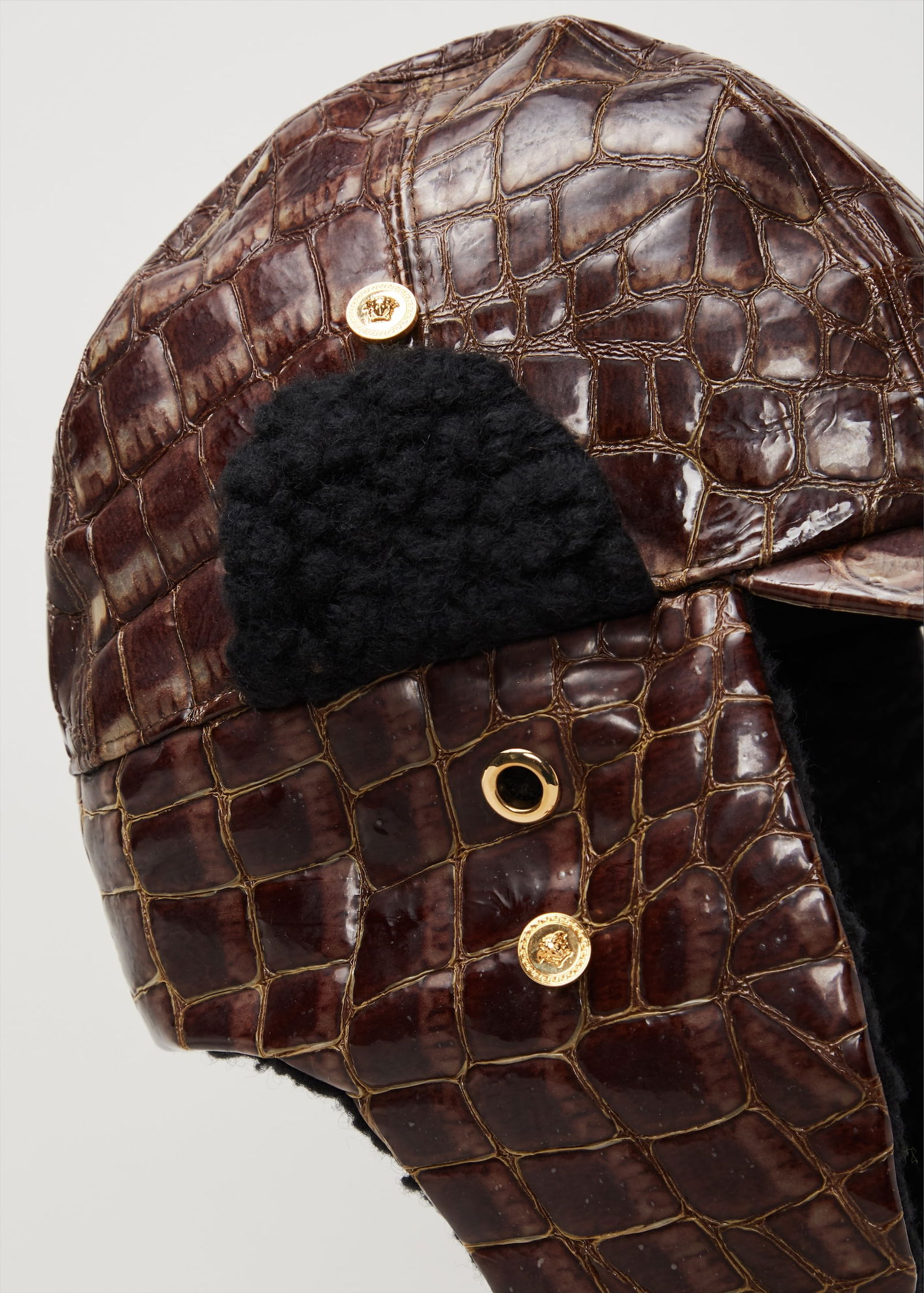 Gianni Versace | Croc-Embossed Aviator Cap - 9