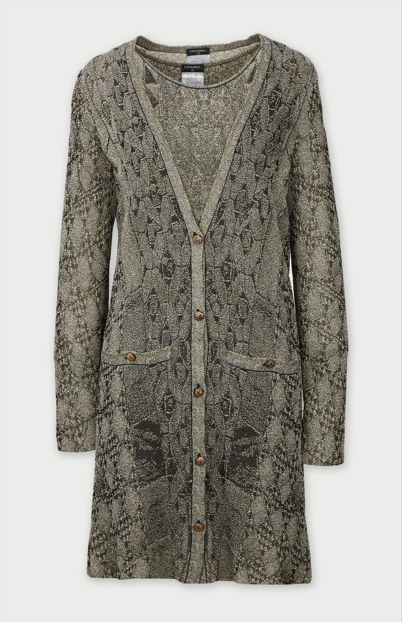 Chanel | 2011 Karl Lagerfeld Design Metallic Jacquard Dress & Cardigan Set (1 of 8)