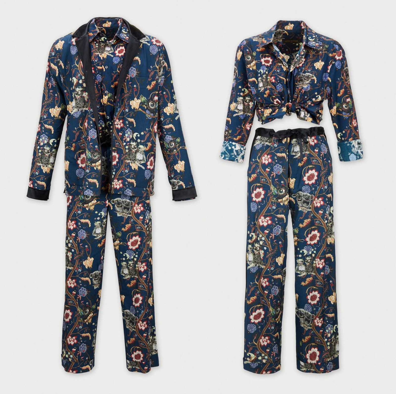 Louis Vuitton | 2013 Fall Runway Collection X Chapman Brothers, Three-Piece Ensemble: A sophisticated three-piece cotton suit designed by Louis Vuitton for the Fall 2013 menswear collection (look 39), sourced from the archives of renowned collector Cameron Silver. Crafted in a cot