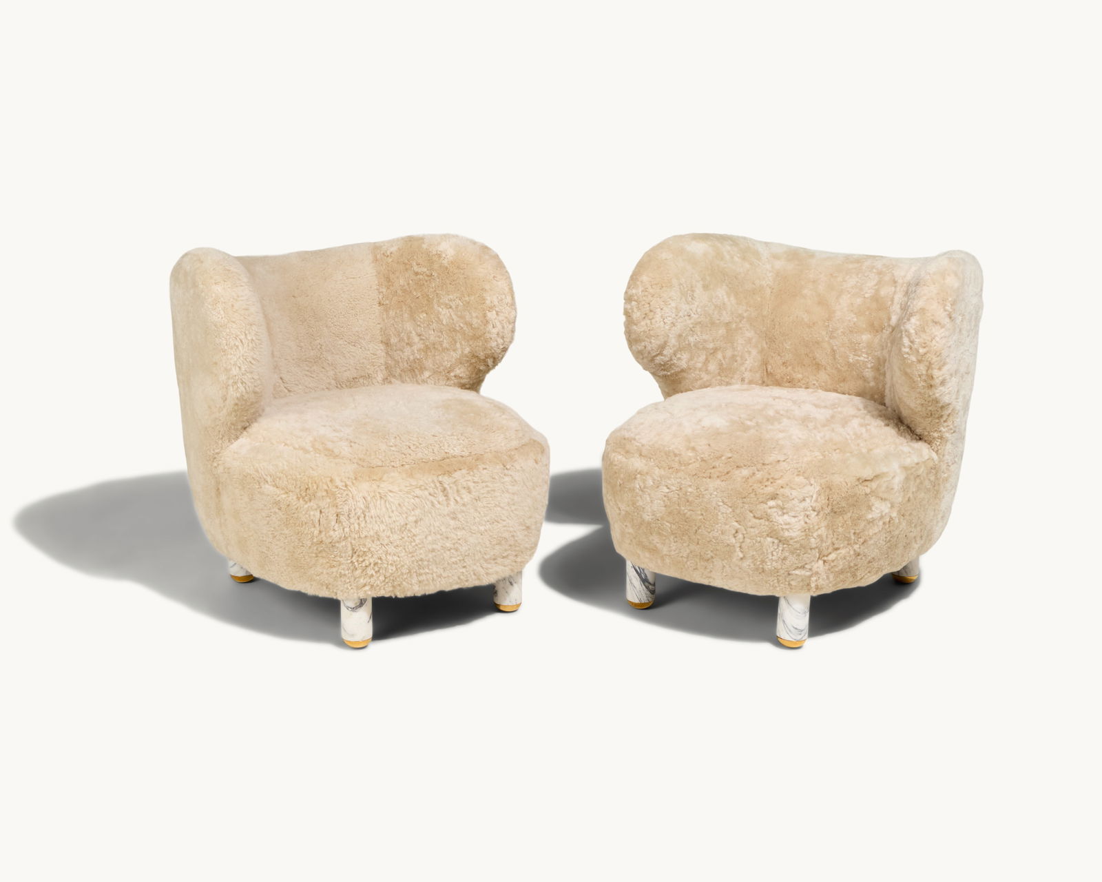 Gwyneth Paltrow | Pair of CB2 X goop Nadine Shearling Accent Chairs with Marble Legs (1 of 1)