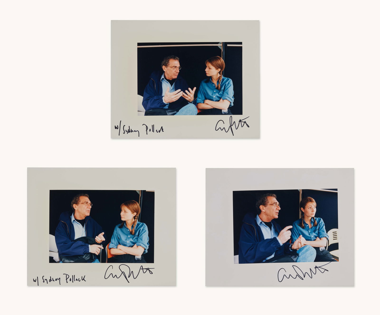 Gwyneth Paltrow | Sliding Doors Set Photos (Signed): A set of three photographs of Gwyneth Paltrow signed by Gwyneth Paltrow from Sliding Doors, directed by Sydney Pollack. Gwyneth Paltrow is an Academy Award winning actress and entr