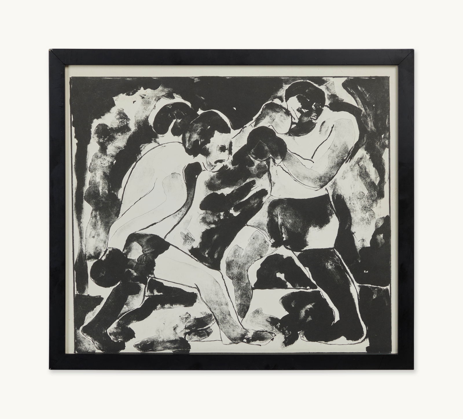 Gwyneth Paltrow | Unattributed Artist Black and White Lithograph of Boxers (1 of 2)