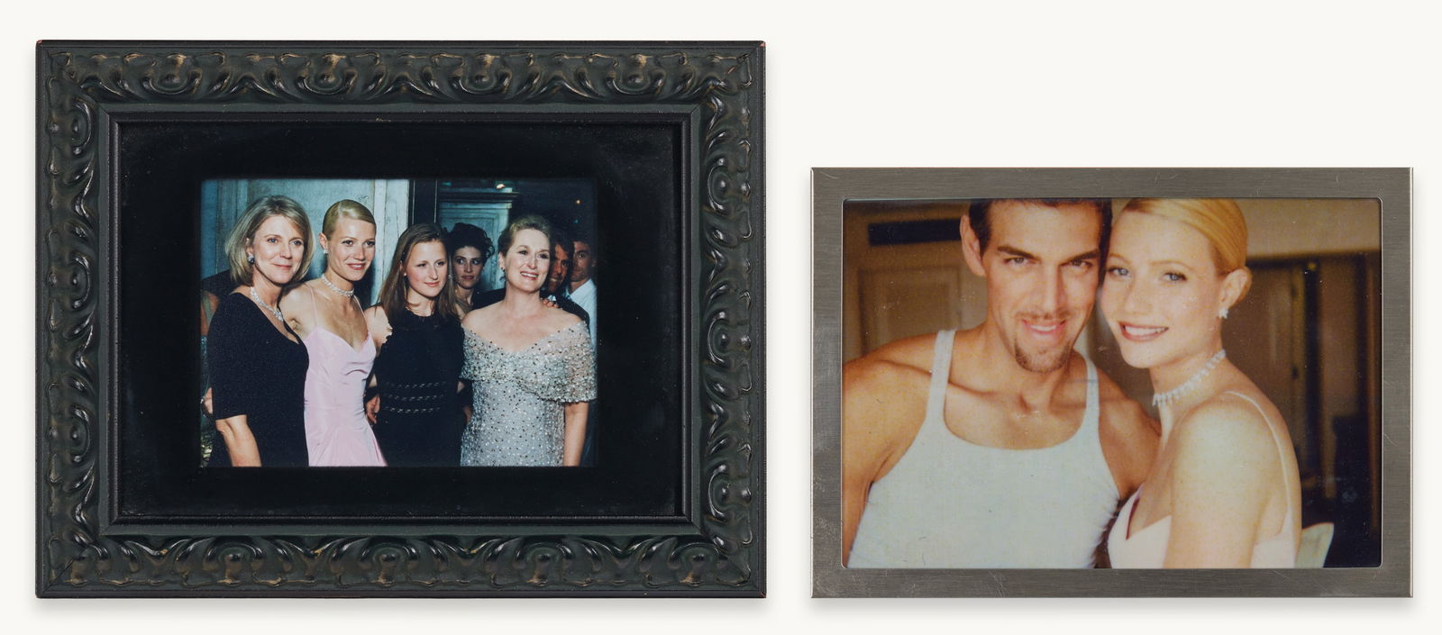 Gwyneth Paltrow | 1999 Framed Academy Award Night Photographs: This a group of two framed photograph images from the Collection of Gwyneth Paltrow. Both images are from the March 21, 1999, one is from the Academy Award ceremony with fellow nominee Meryl Streep an