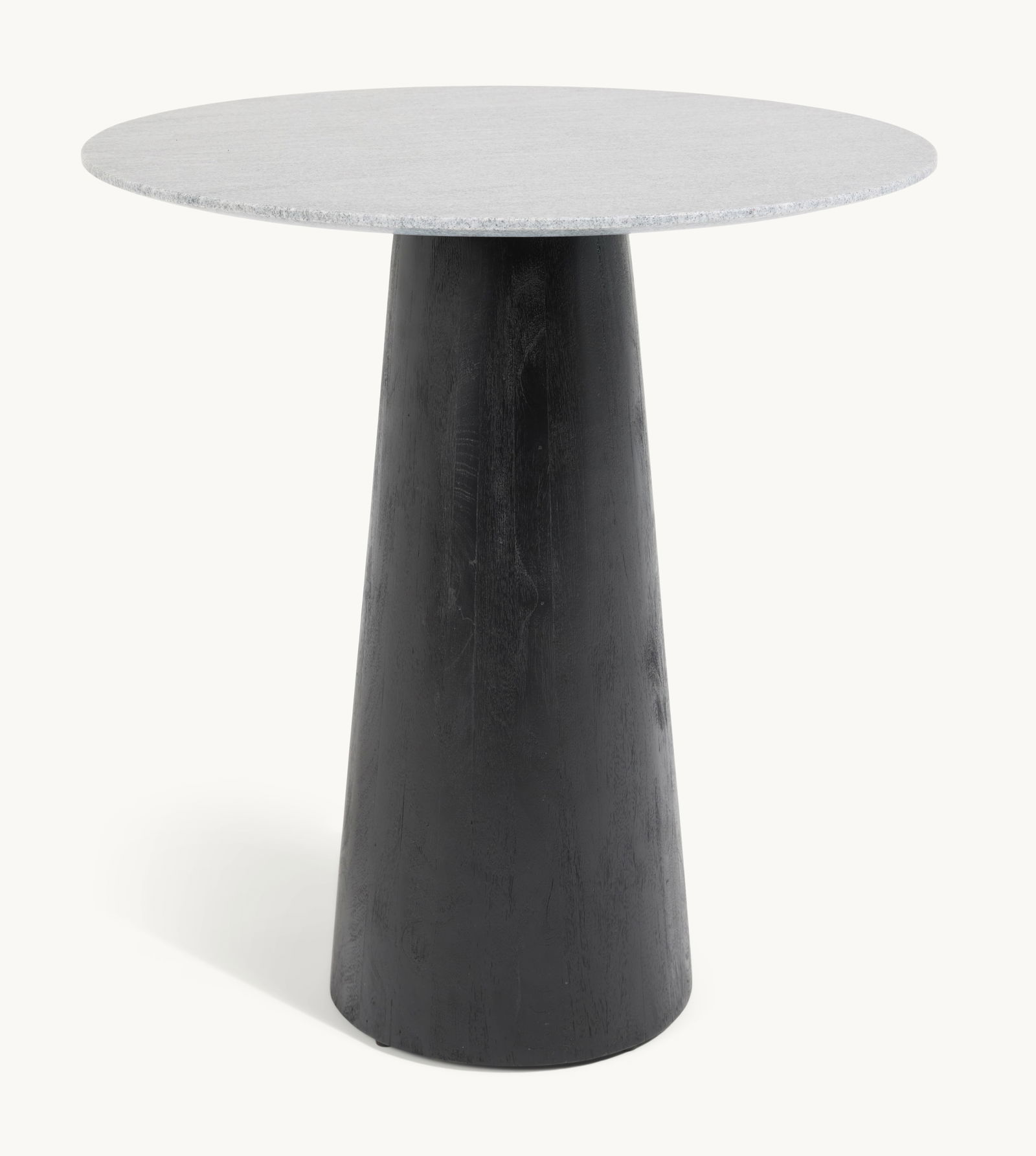 Gwyneth Paltrow | Arteriors Home Theodore Side Table: An Arteriors home "Theodore" side table with a tapered conical black wood base and round grey marble top.Arteriors started as a small accessories brand and has grown into a global design leader offeri
