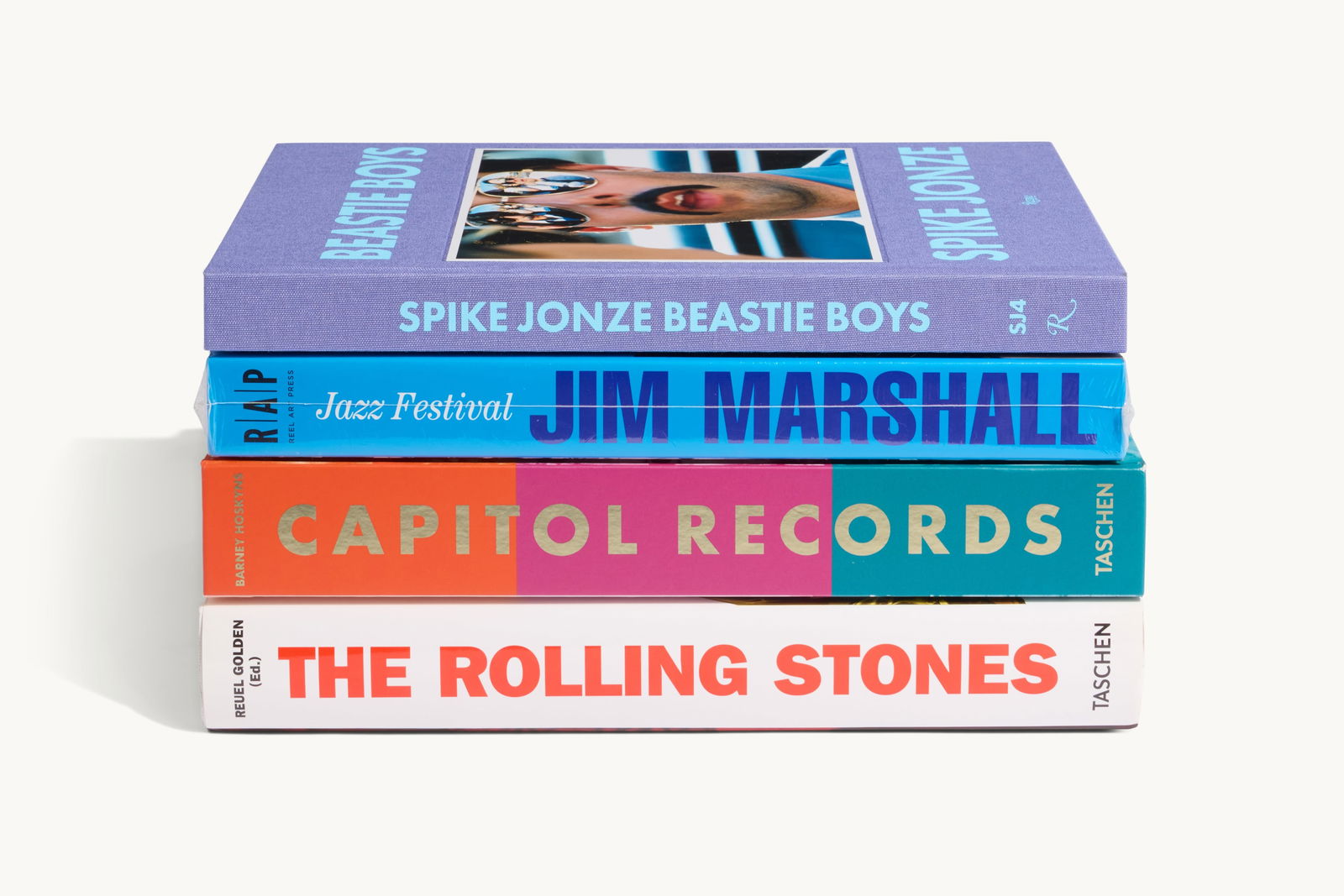 Gwyneth Paltrow | Group of Four Music Themed Books: A group of four books about music, including Barney Hoskyns, Capitol Records (Cologne: Taschen, 2021); Reuel Gordon, ed., The Rolling Stones (Cologne: Taschen, 2020 imprint); Spike Jones, Beastie Boys