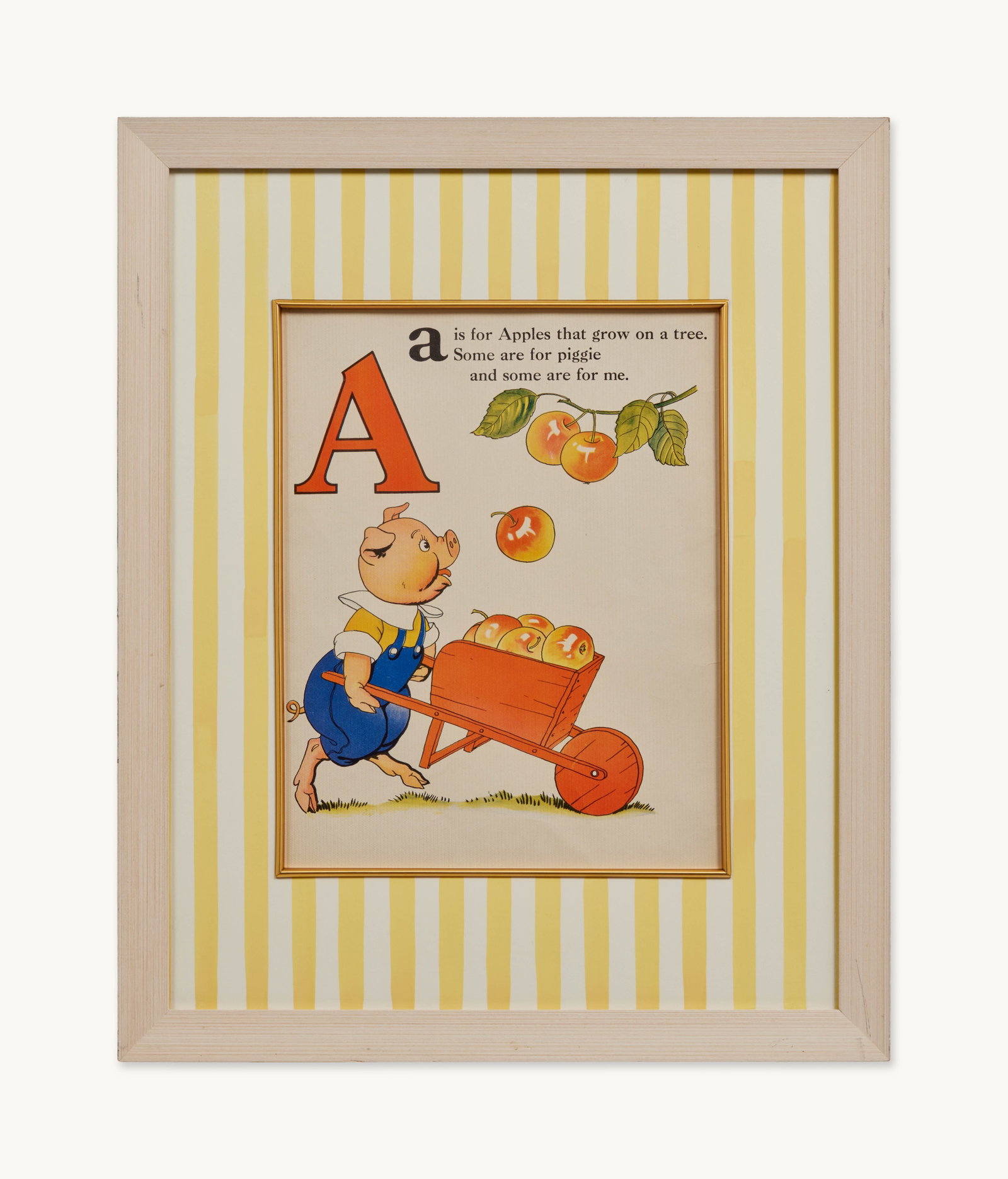 Gwyneth Paltrow | 1938 Framed Page The ABC Book by Rowena Bennett: A framed page from The ABC Book by Rowena Bennett and illustrated by Milo Winter, featuring sweet color illustrations from the collection of Gwyneth Paltrow. The page reads, “A is for apple