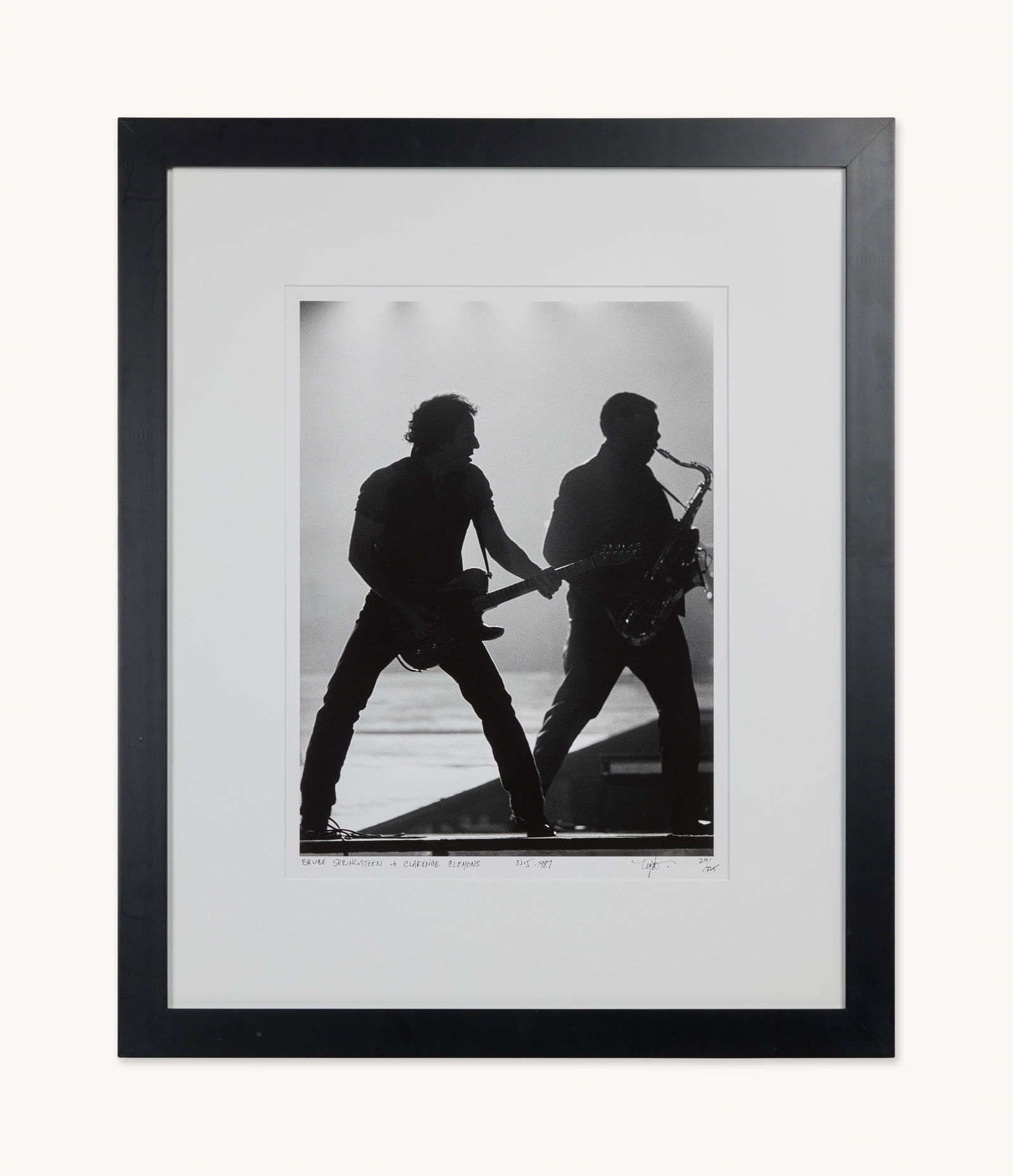 Gwyneth Paltrow | Neal Preston Bruce Springsteen and Clarence Clemons Photograph: A black and white photograph titled "Bruce Springsteen + Clarence Clemons, NJ 1987," edition number 29/225, signed lower right by Neal Preston (American, B. 1952).Neal Preston is known for capturing s