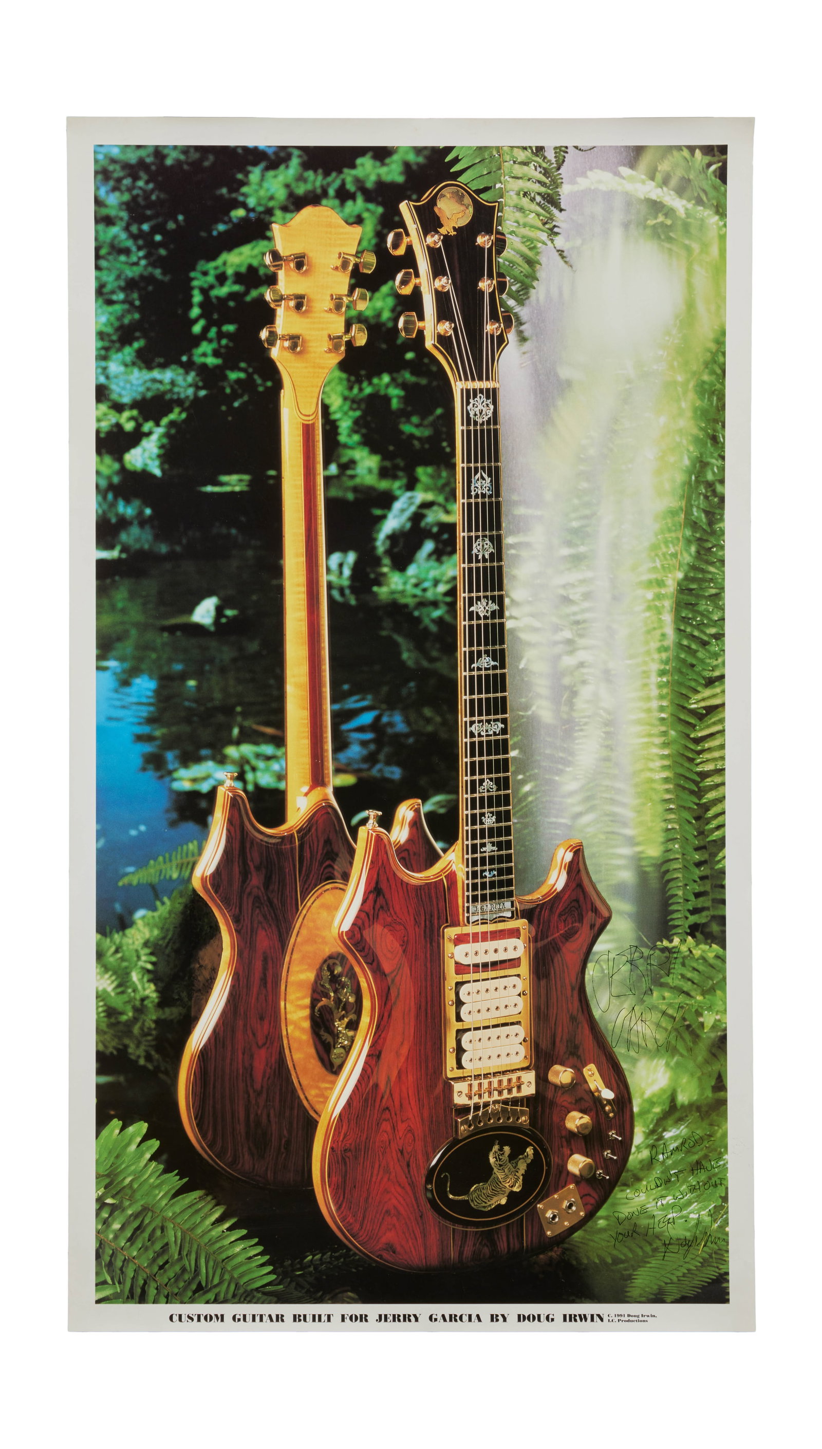 Jerry Garcia | "Tiger" Guitar Poster Signed By Jerry Garcia and Doug Irwin (1 of 3)