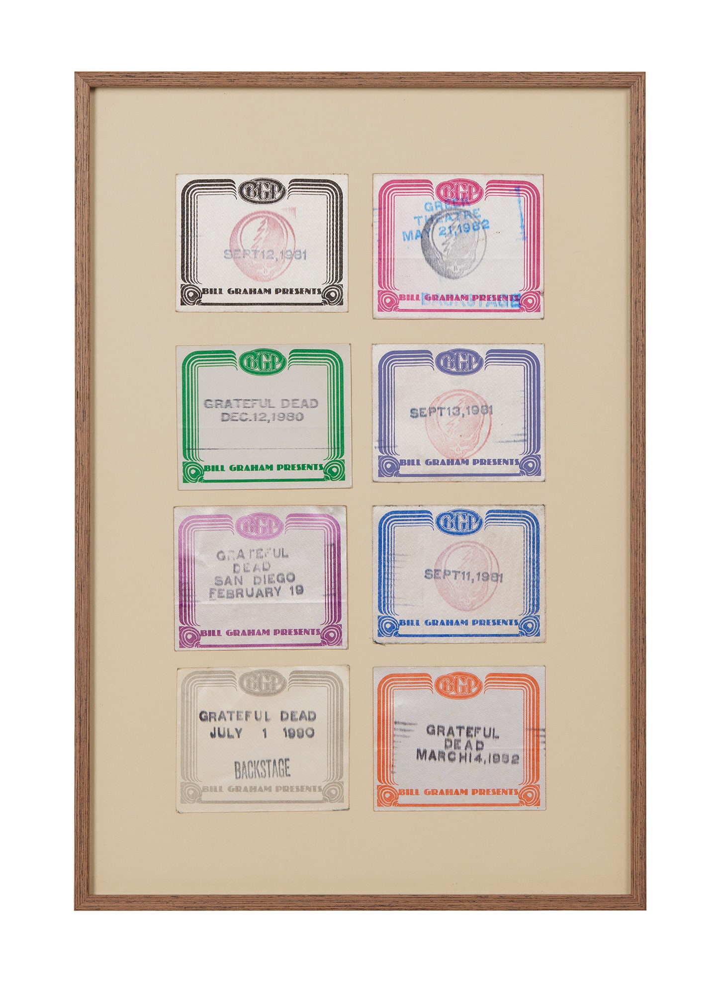 Grateful Dead | Framed 1980s "Bill Graham Presents" Backstage Passes (1 of 1)