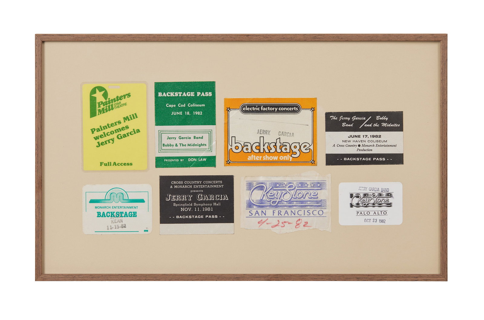Jerry Garcia | Framed Early 1980s Backstage Passes (1 of 1)