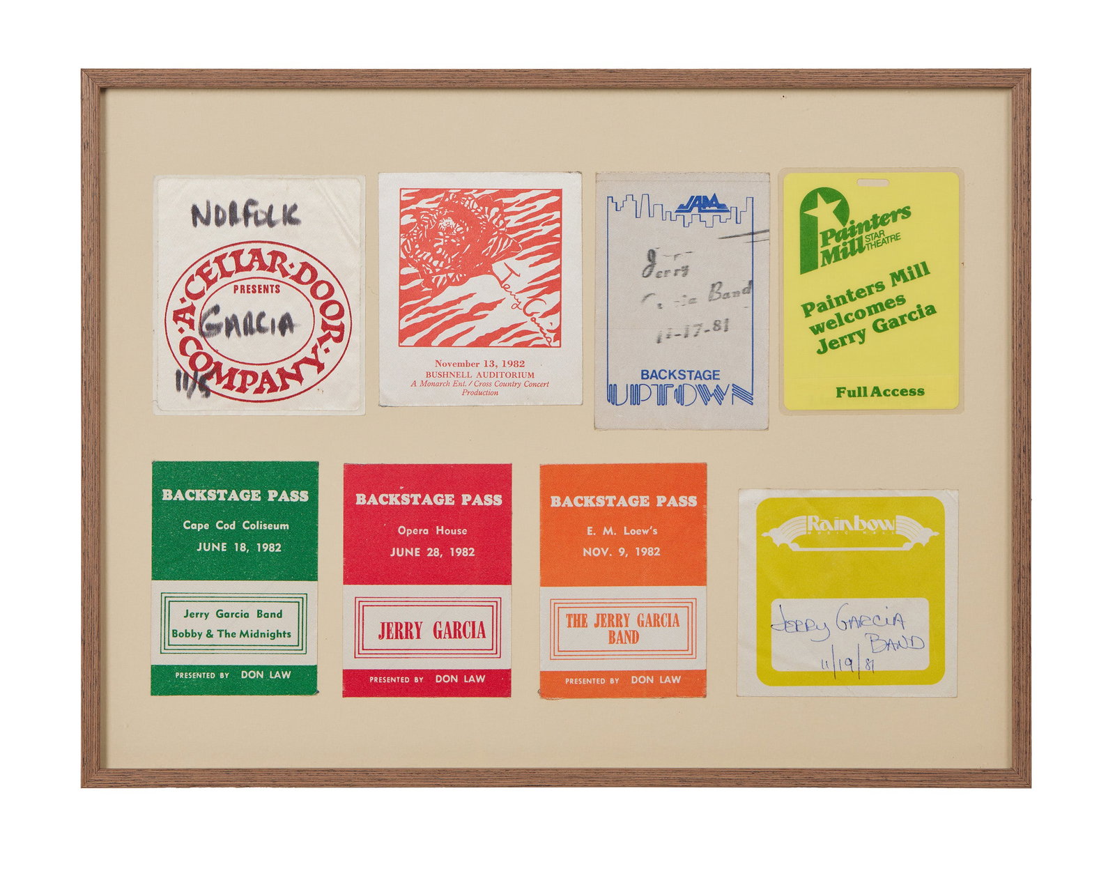 Jerry Garcia | Framed Early 1980s Backstage Passes (1 of 1)