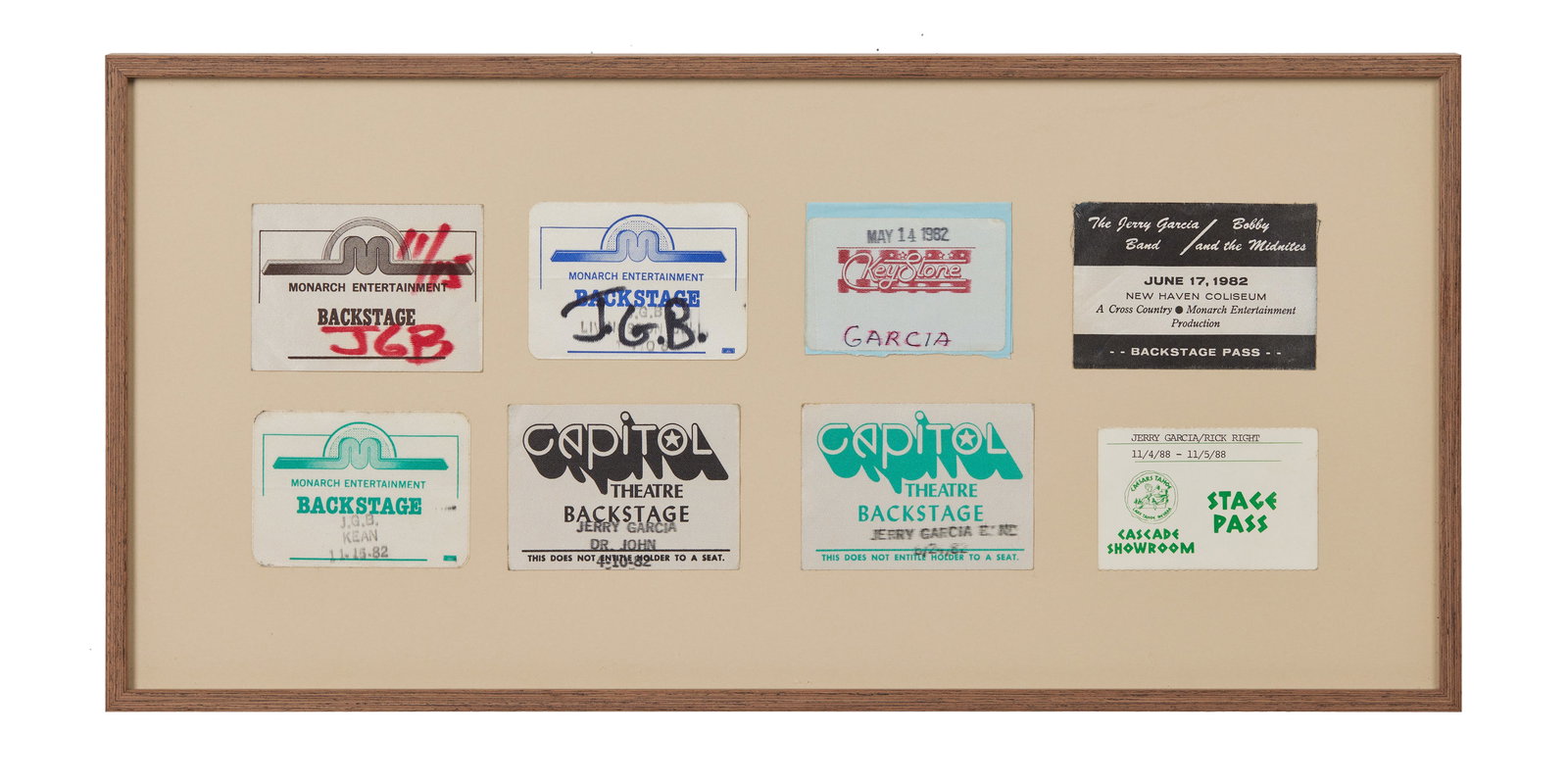 Jerry Garcia | Framed Early 1980s Backstage Passes (1 of 1)