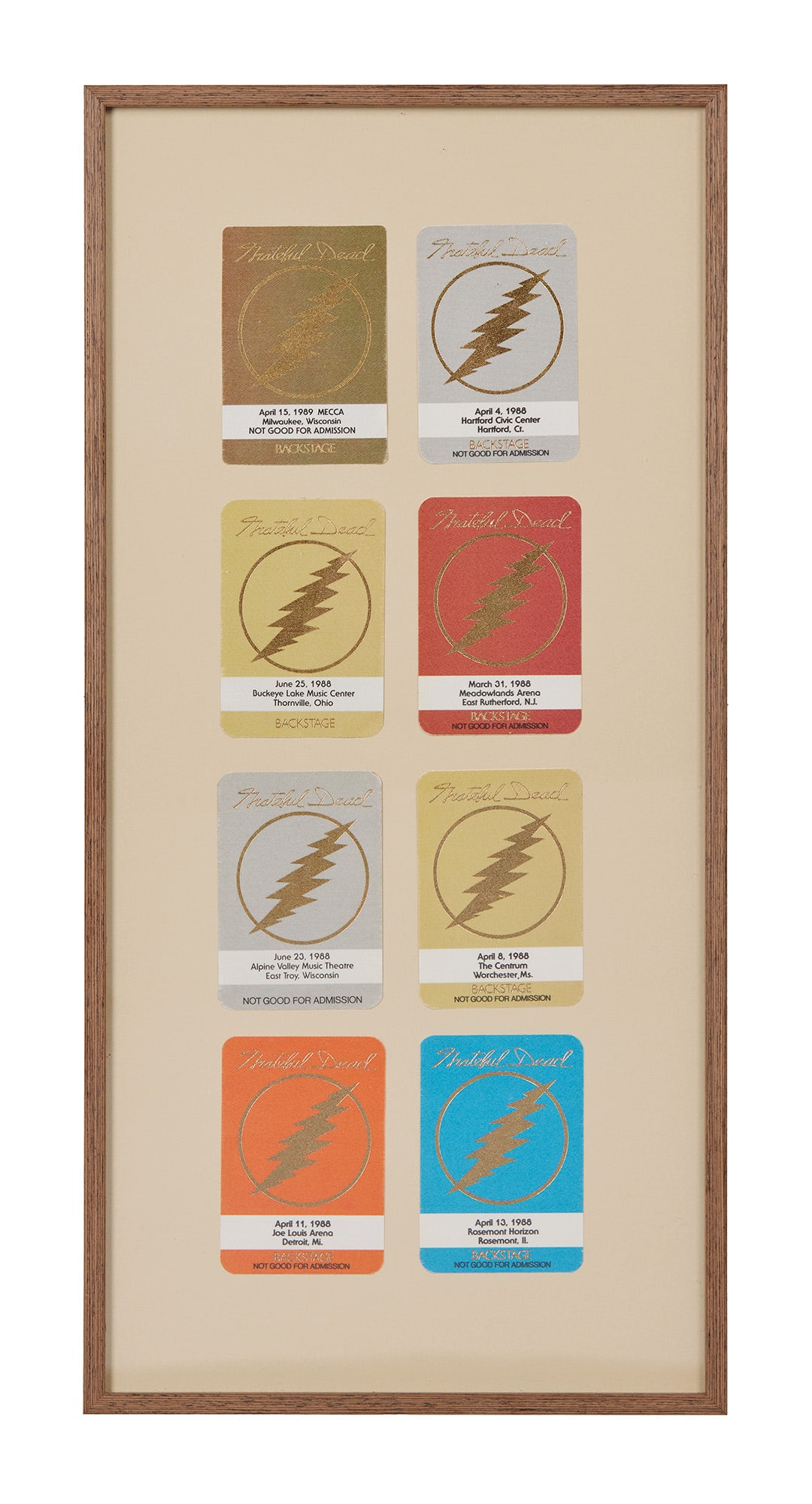 Grateful Dead | Framed 1980s Lightning Bolt Backstage Passes (1 of 1)