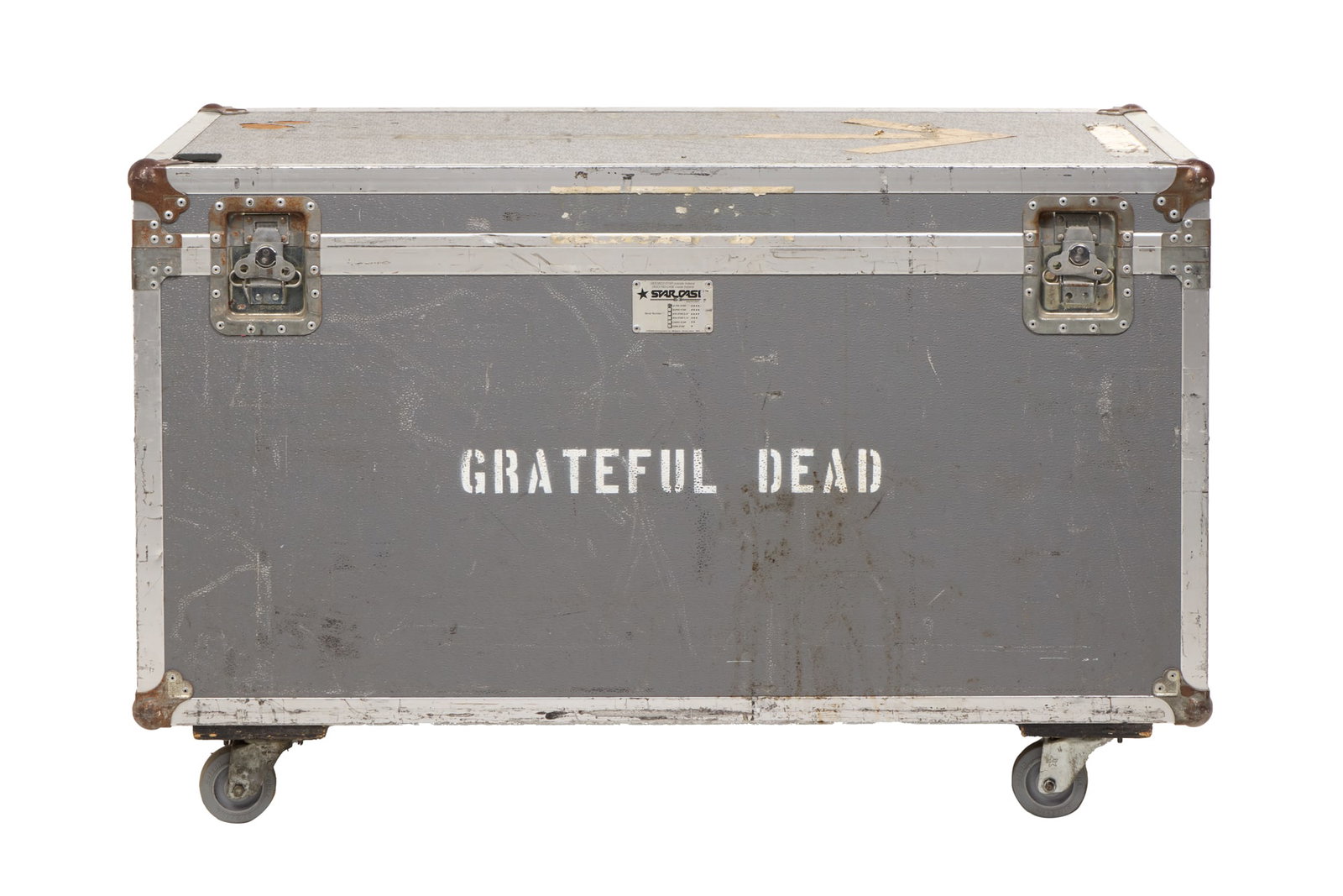 Grateful Dead | Robbie Taylor?s Grey Trunk Star Case Production Road Case: A large grey Star Case Ultra Star trunk style road case on casters, serial #92984, which was used for Grateful Dead production by Robbie Taylor. During its tenure with the band, it contained a