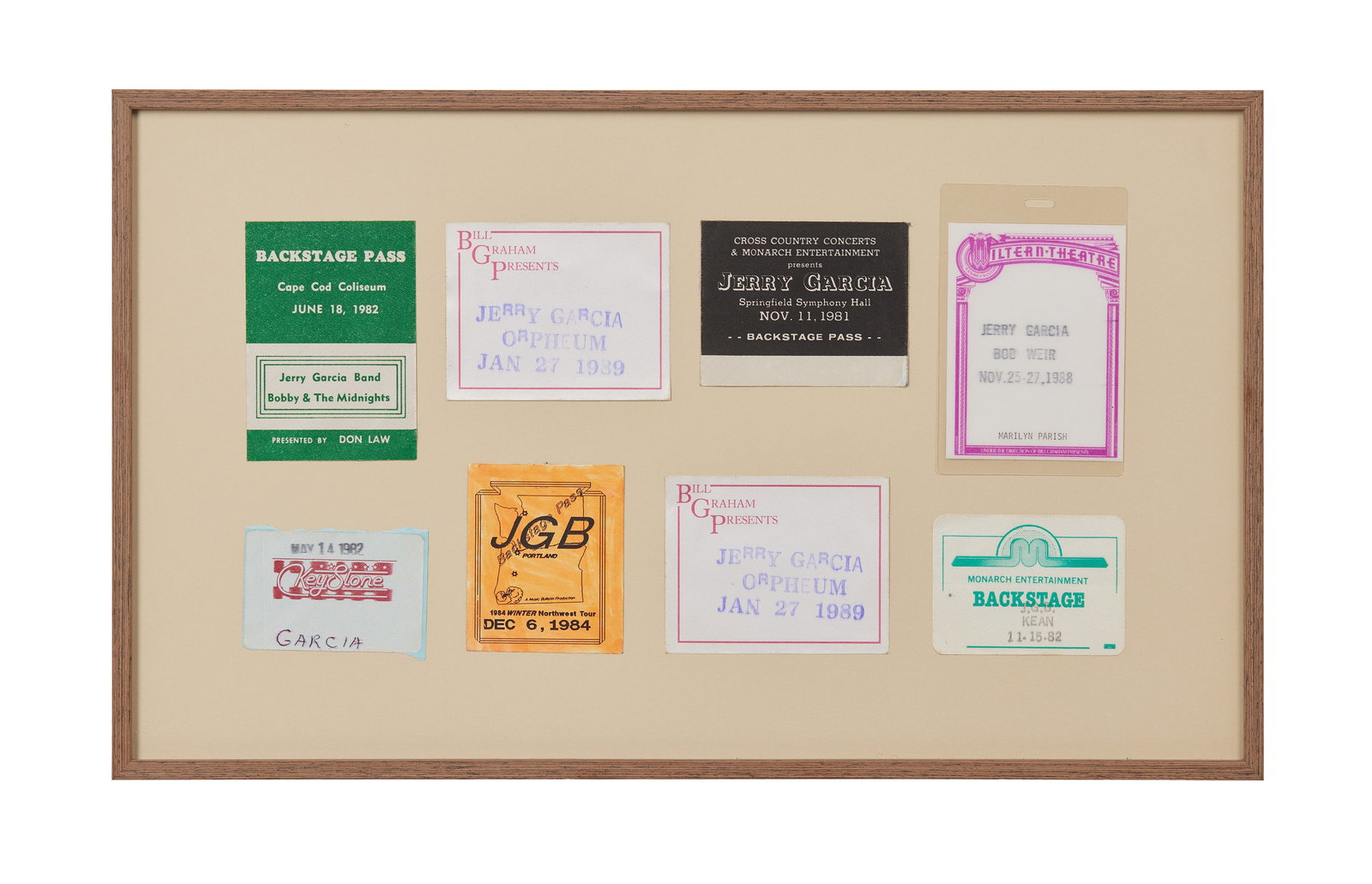 Jerry Garcia | Framed 1980s Backstage Passes (1 of 1)