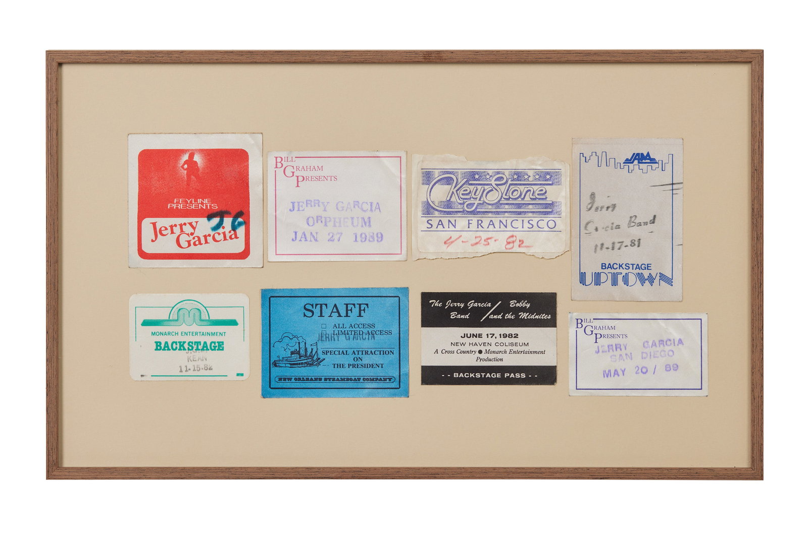 Jerry Garcia | Framed 1980s Backstage Passes (1 of 1)