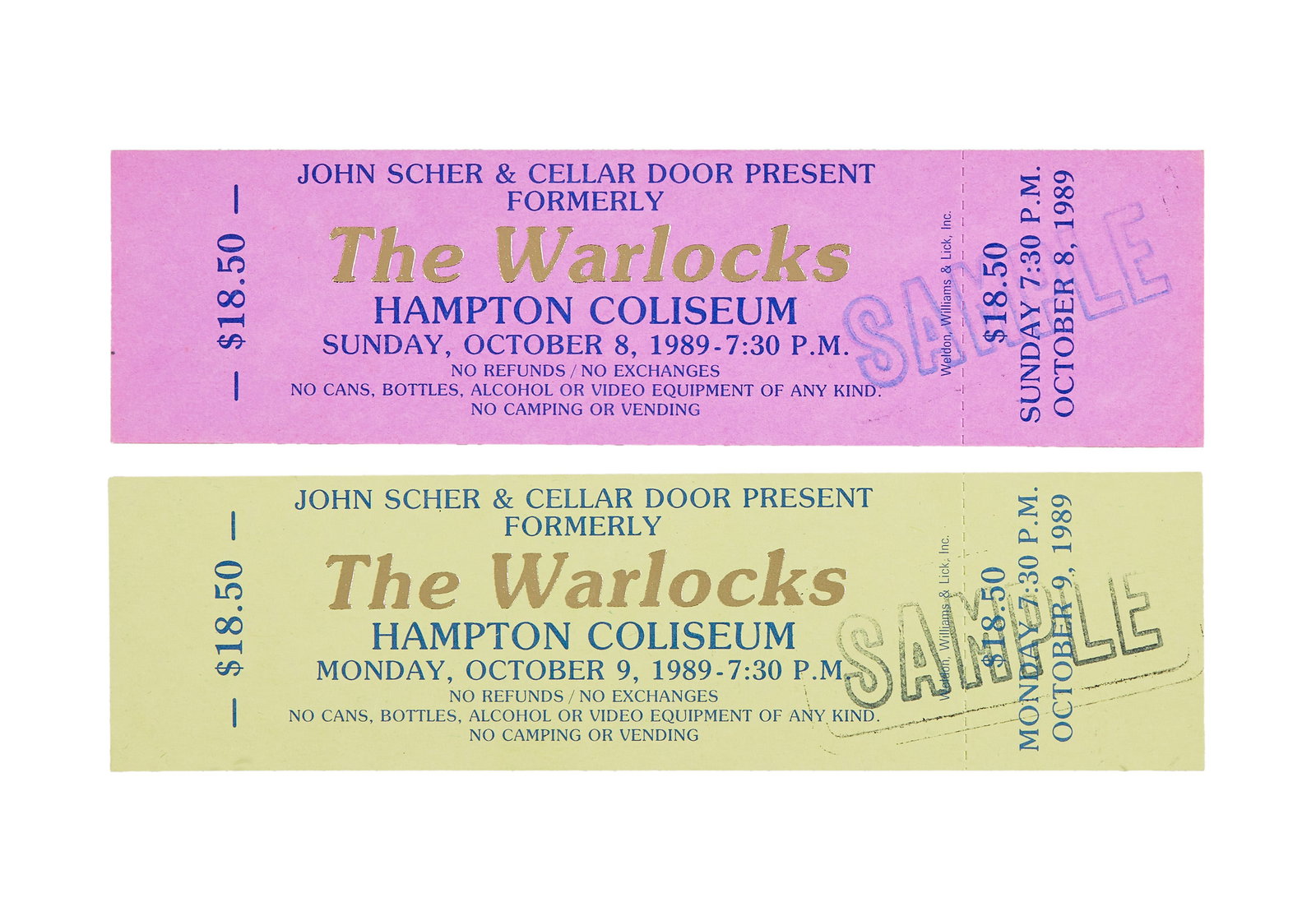 Grateful Dead | 1989 "The Warlocks" Revival Sample Tickets (1 of 2)