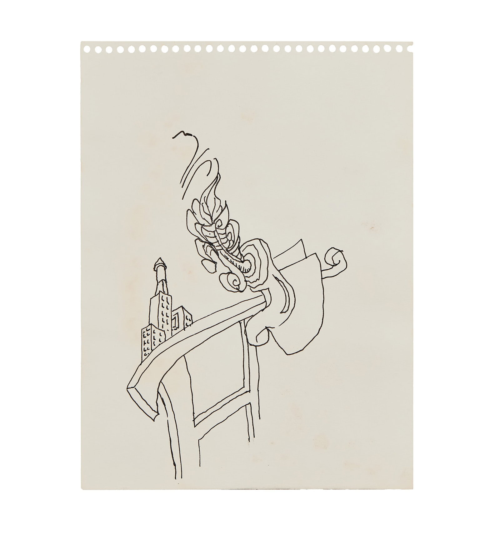 Jerry Garcia | Original Pen Drawing (Surreal Building) (1 of 2)