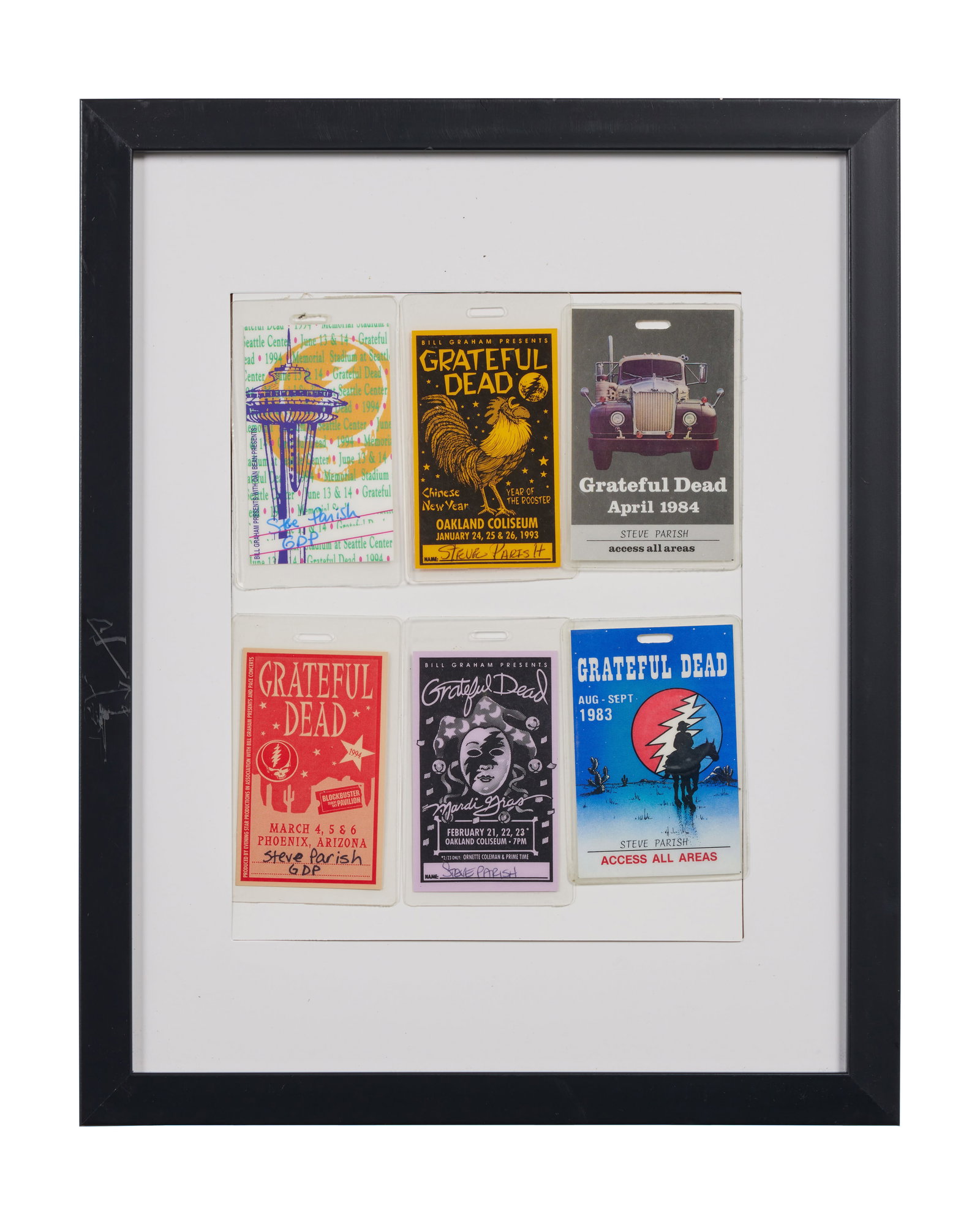 Grateful Dead | Framed 1990s "Big Steve" Parish Backstage Passes (1 of 1)