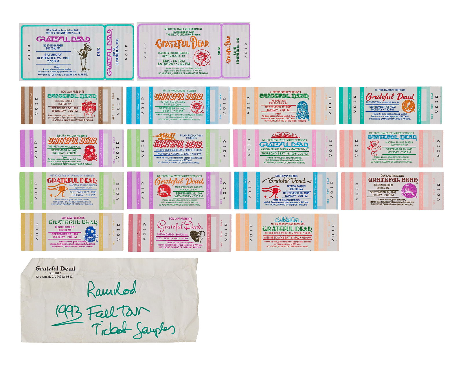 Lawrence "Ram Rod" Shurtliff | 1993 Fall Tour Sample Tickets (1 of 20)