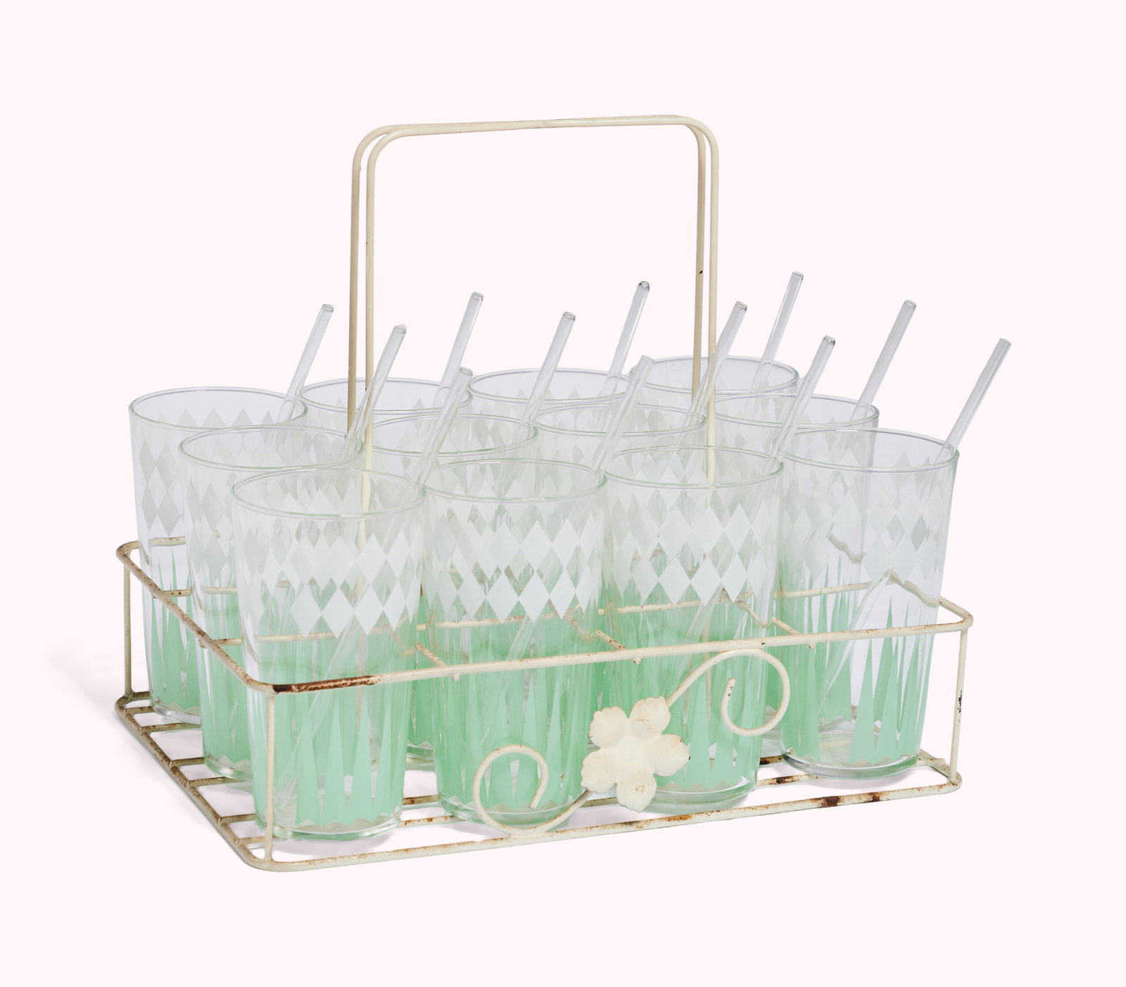 And Just Like That... | Carrie Bradshaw's Set of 12 Vintage Hazel Atlas Drinking Glasses in a Wire (1 of 2)
