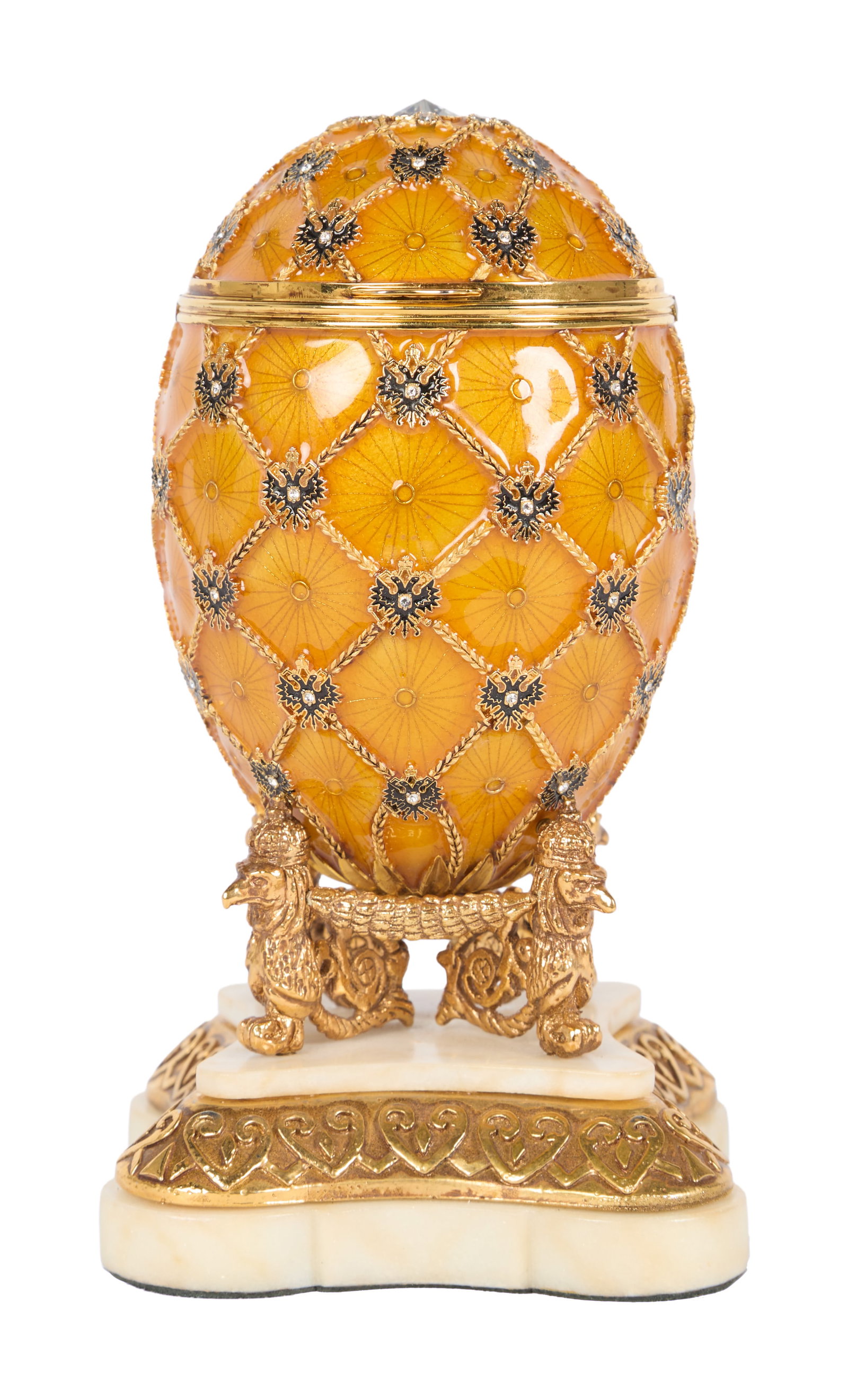 Jerry Weintraub | "Ocean's Twelve" Faberge Egg and Pedestal: A modern replica of the Imperial Coronation Egg created for the production of the film Ocean's Twelve (Warner Bros., 2004). The original egg was made under the supervision of Peter Carl Faberge