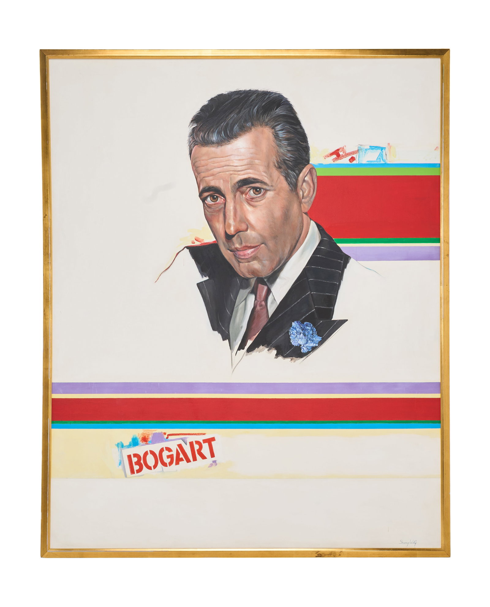 Jerry Weintraub | Sherry Wolf Humphrey Bogart Painting: An acrylic on canvas painting of Cary Grant, signed lower right by Sherry Wolf (American, 20th century).