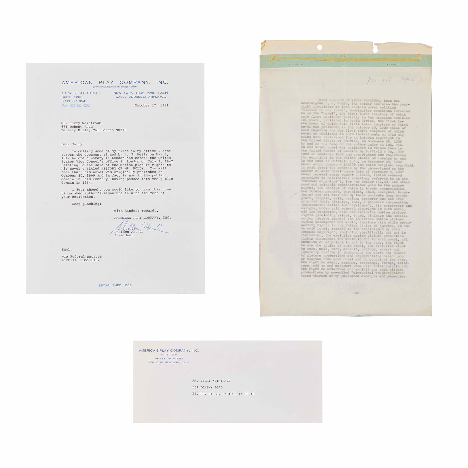 Jerry Weintraub | H.G. Wells Signed Document (1 of 6)