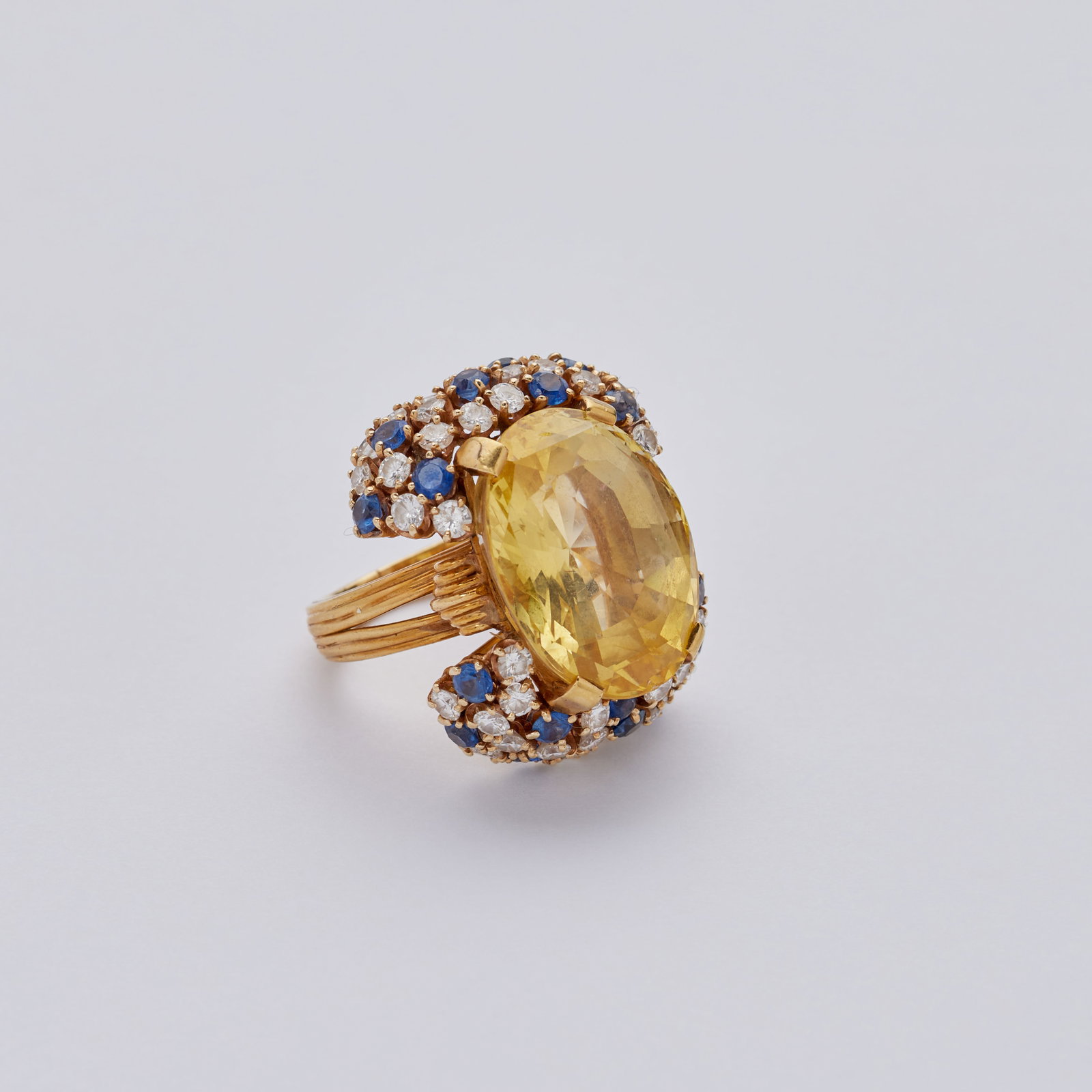 Jerry Weintraub | 14K Gold, Yellow Sapphire, Diamond, and Sapphire Ring (1 of 5)